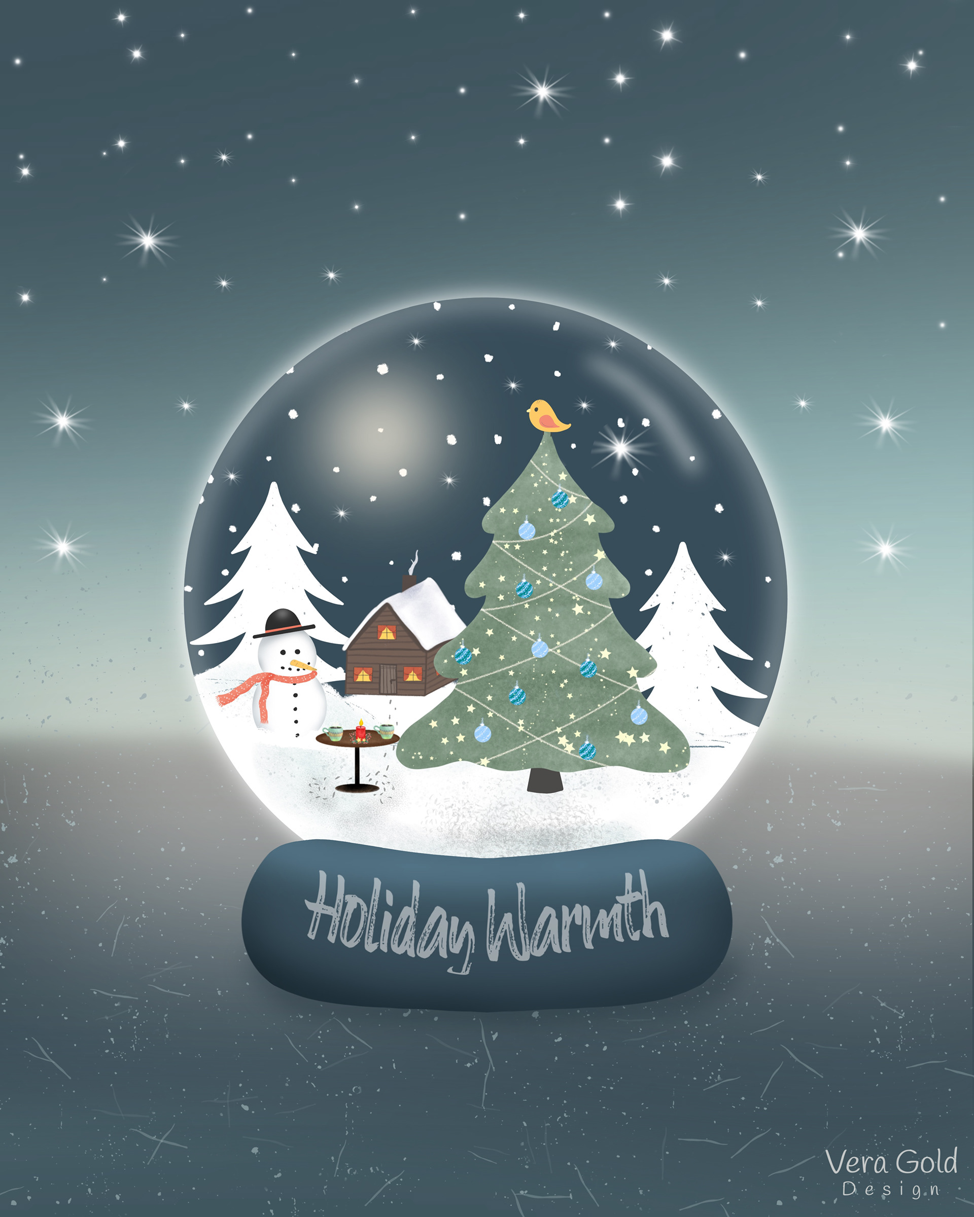 Schneekugel mit Weihnachtsbaum