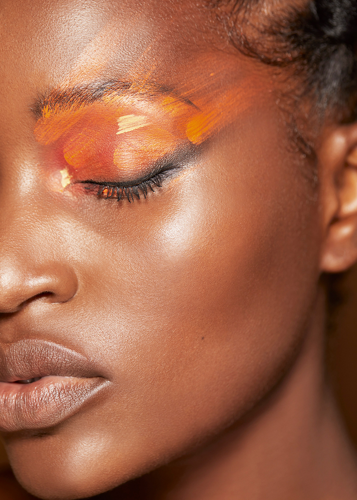 paint stroke make up orange and yellow