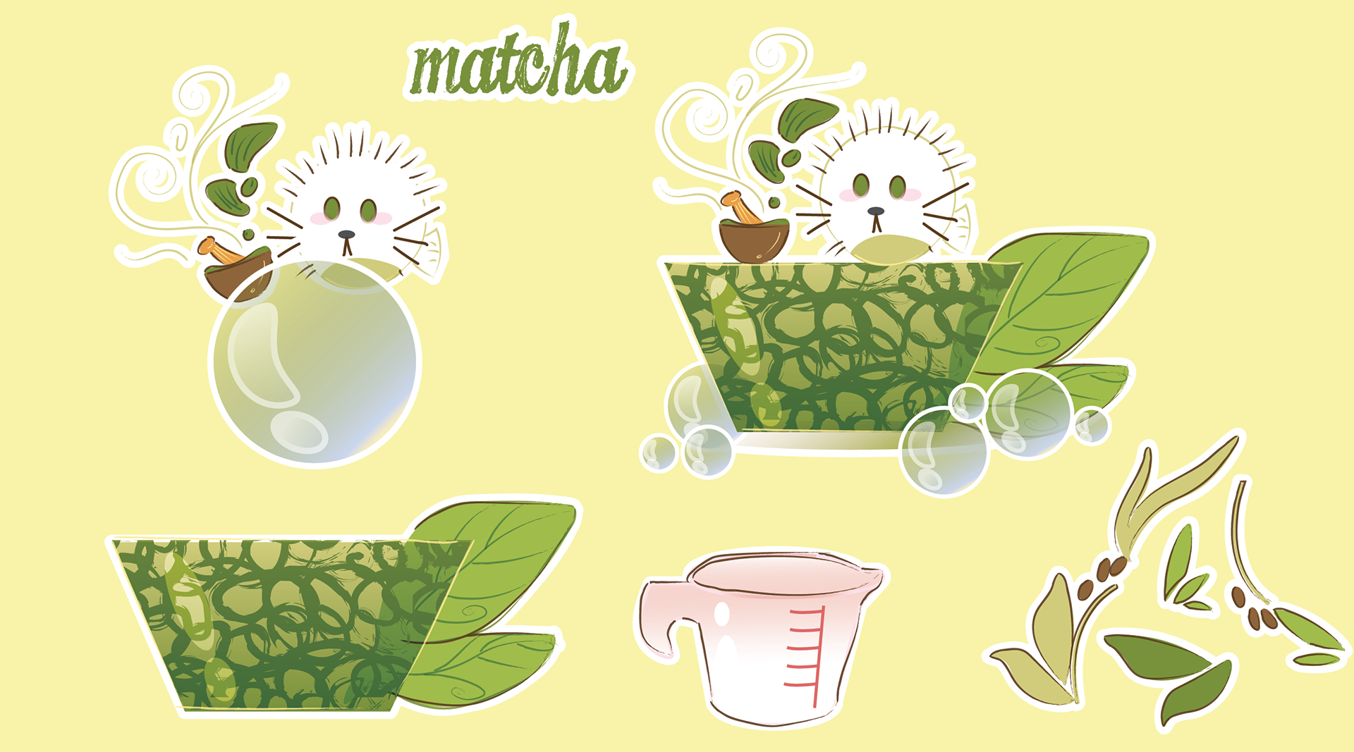 Licensing collection matcha sticker sheet