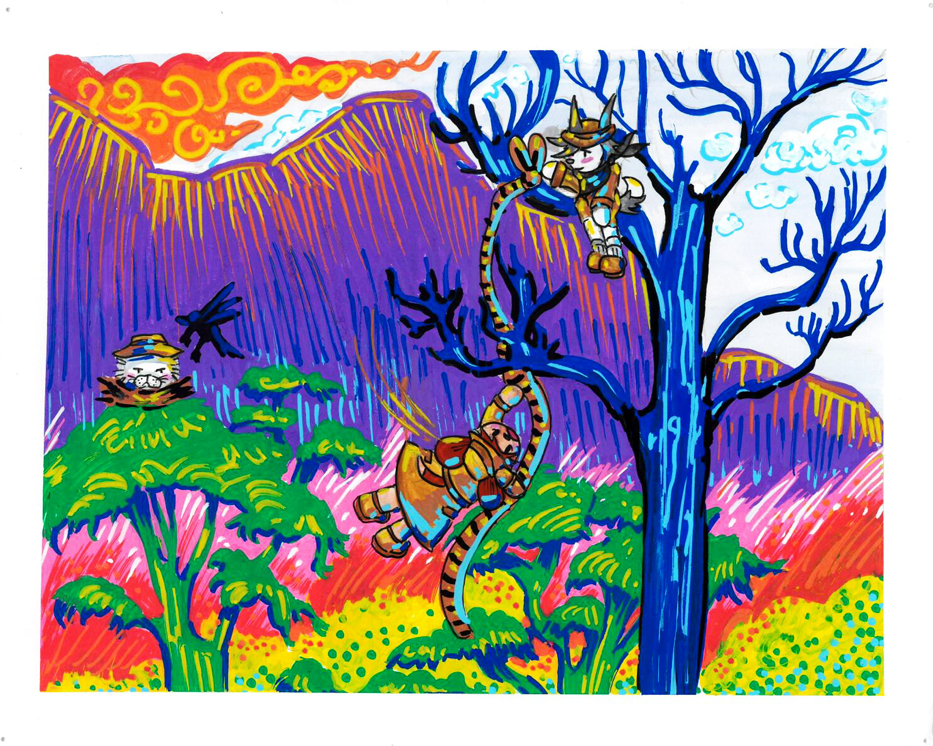 Acrylic paint pen outdoor scene