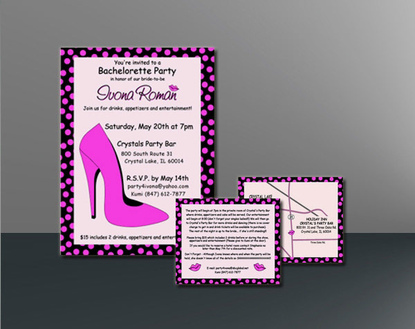 Bachelorette Party Invitation & Direction Cards