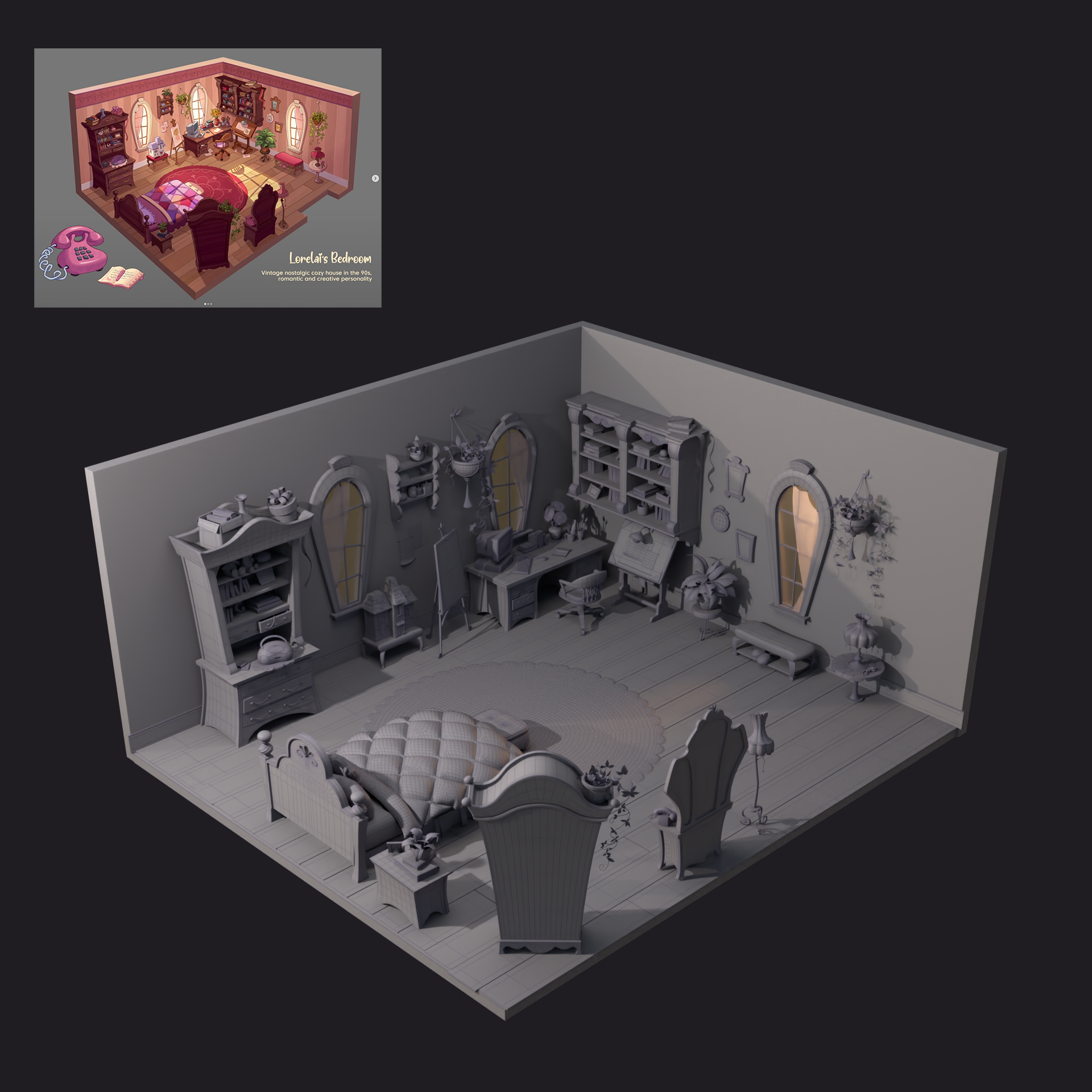 Environment Model in Maya rendered with Arnold