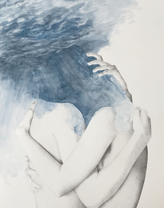 Under the surface, A2, 2016. Mixed media triptych