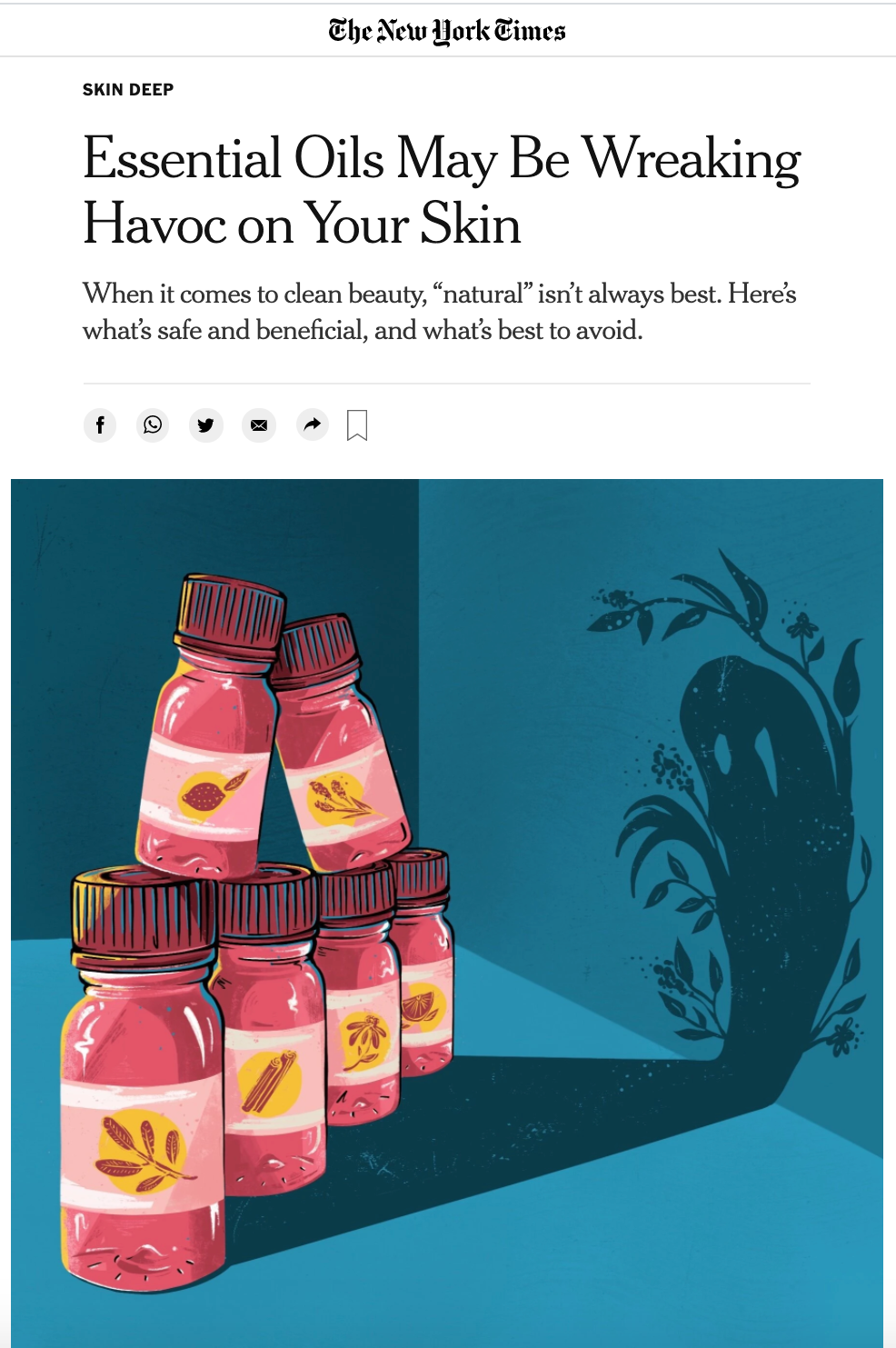 "Essential Oils May Be Wreaking Havoc on Your Skin" for The New York Times