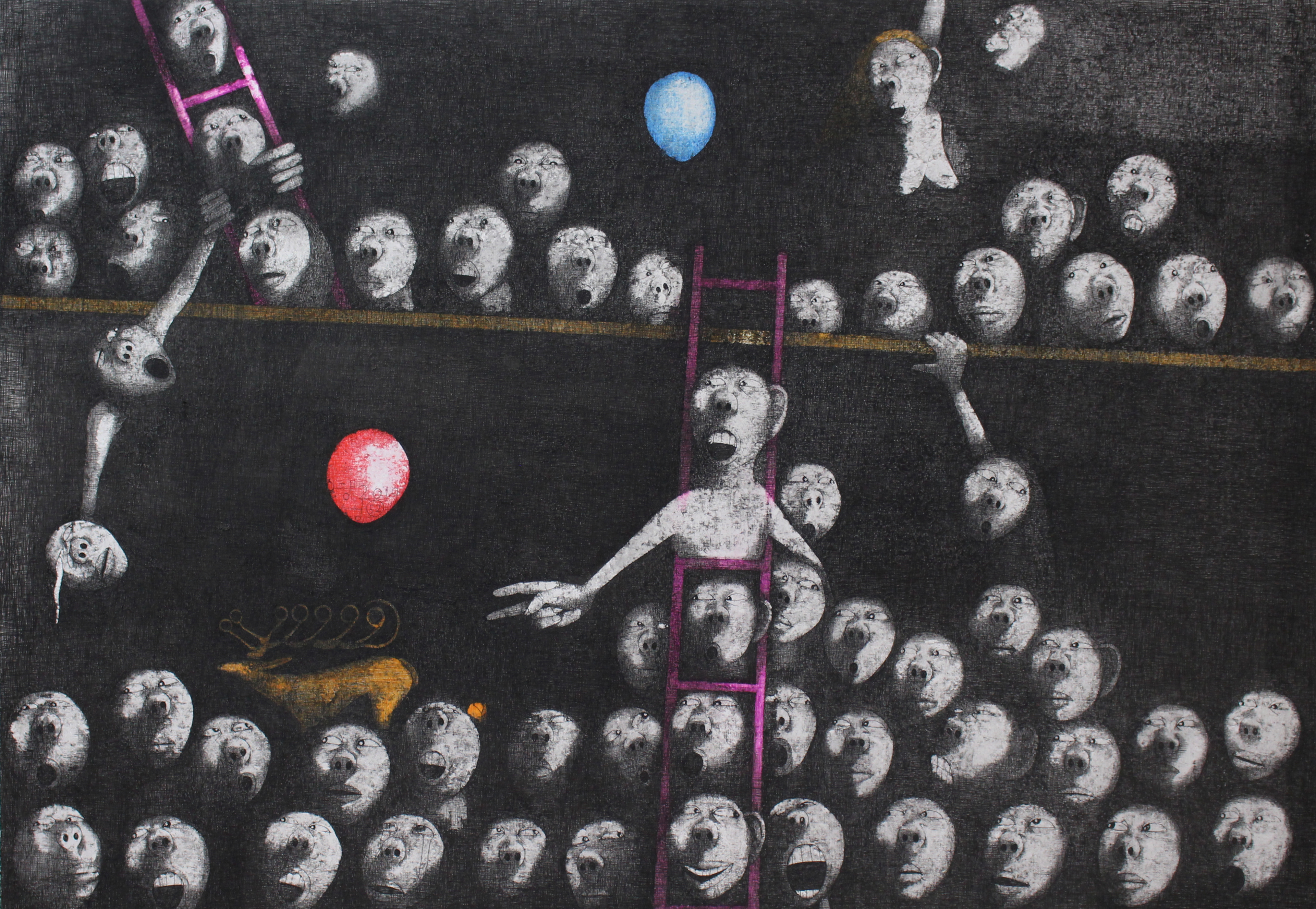 만인사유상 No.52, 길을 간다2, Pen on the Paper, 106×76cm, 2019, Shin Young Seong