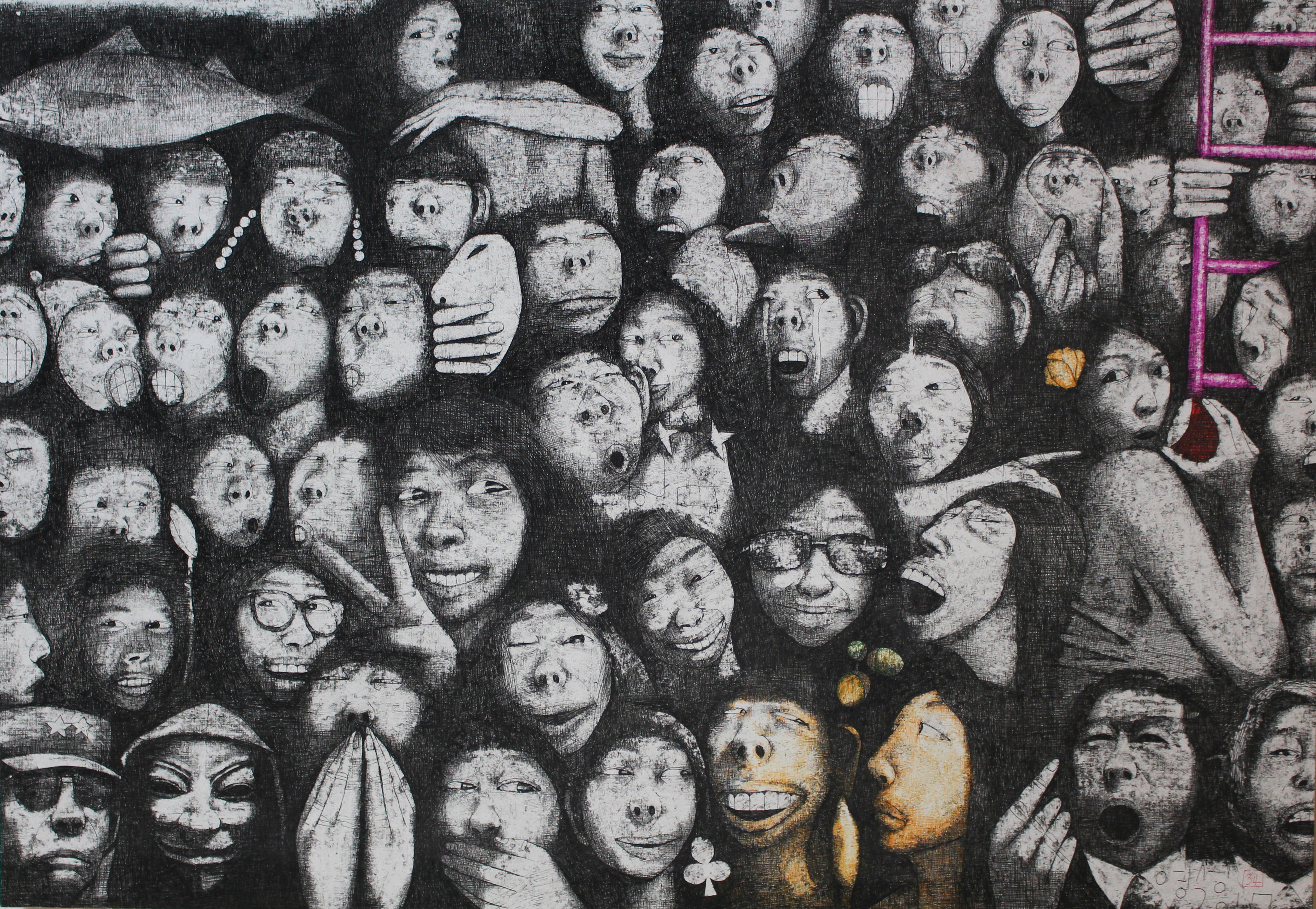 만인사유상 No.34, 약속2, Pen on the Paper, 106×76cm, 2017, Shin Young Seong