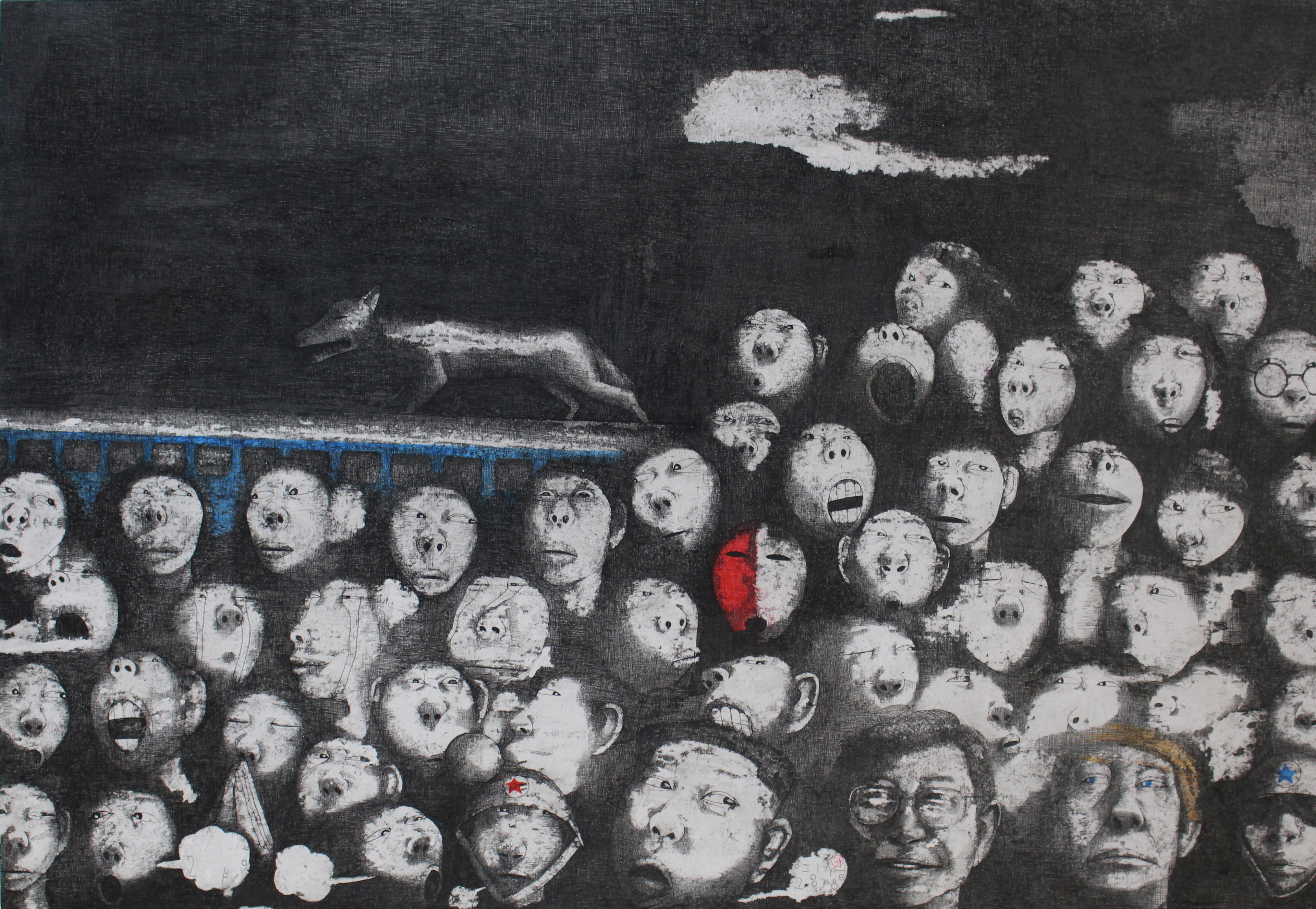 만인사유상 No.39, 냉전지대2, Pen on the Paper, 106×76cm, 2018, Shin Young Seong