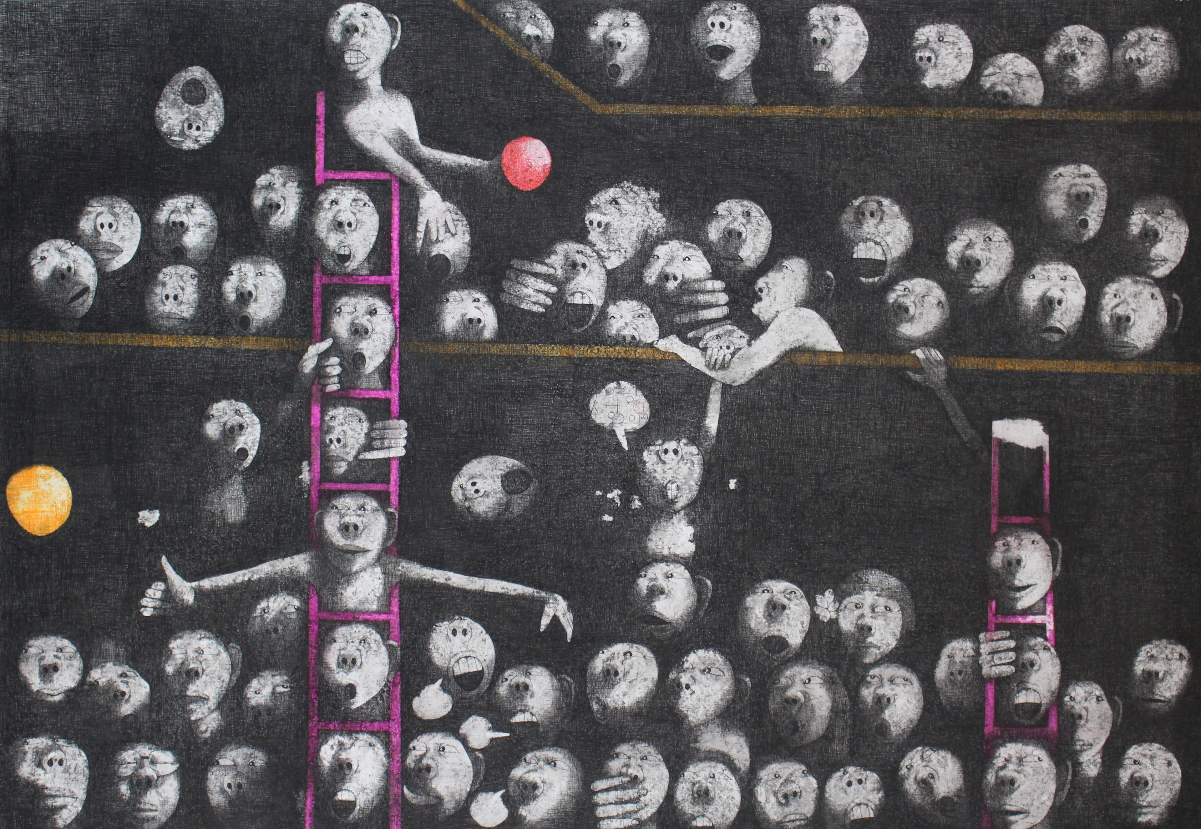 만인사유상 No.51, 백목련이 터지던 날2, Pen on the Paper, 106×76cm, 2019, Shin Young Seong