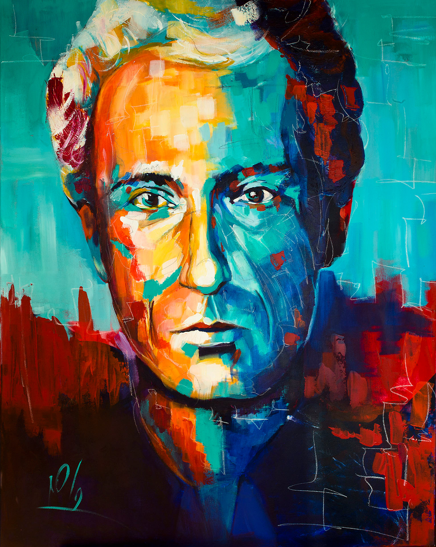 NAJI AL-ALI Palestinian Cartoonist 100 X 80 CM - ACRYLIC ON CANVAS