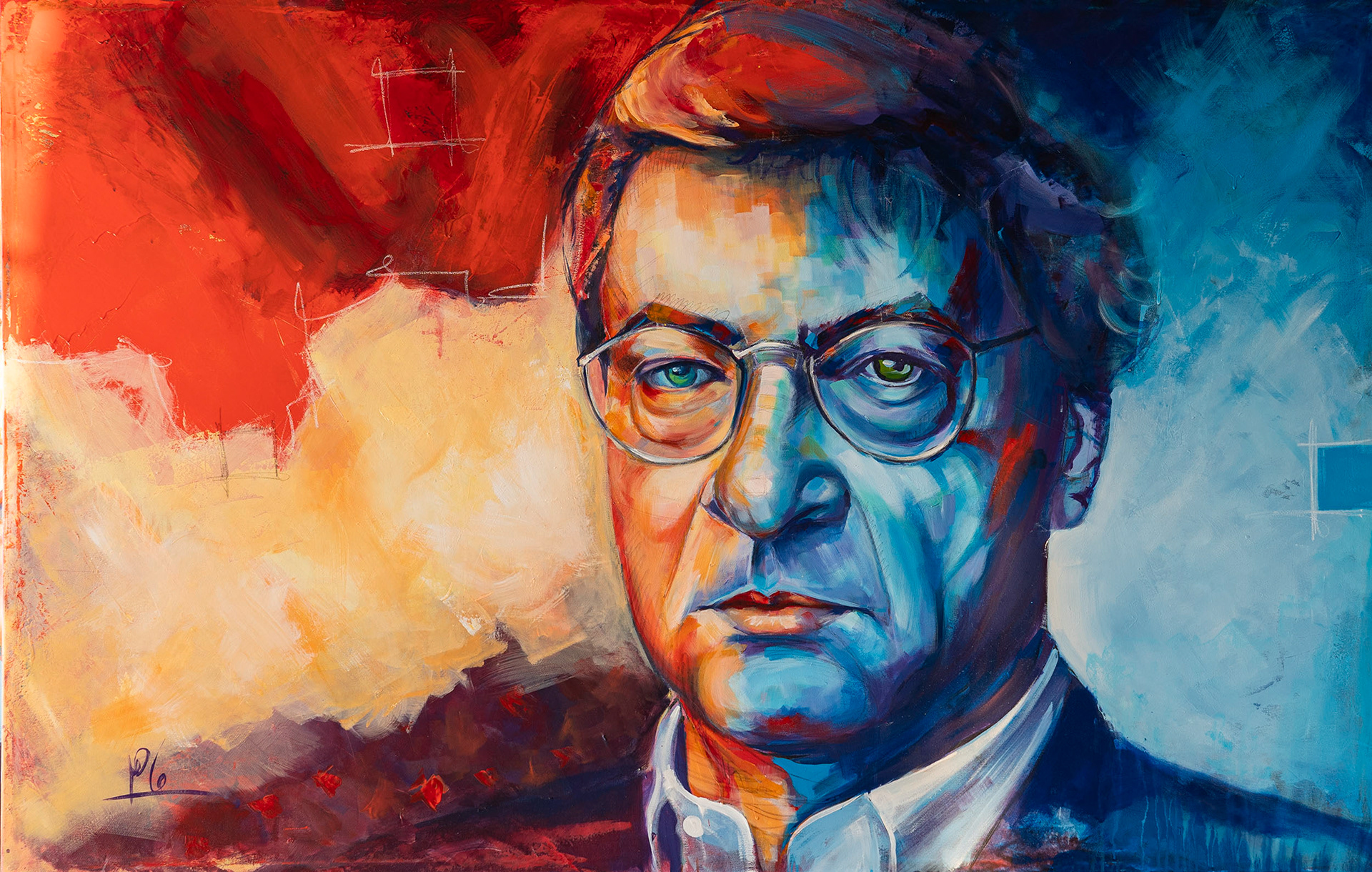 MAHMOUD DARWISH - Palestinian Poet. 135 X 200 CM - ACRYLIC ON CANVAS