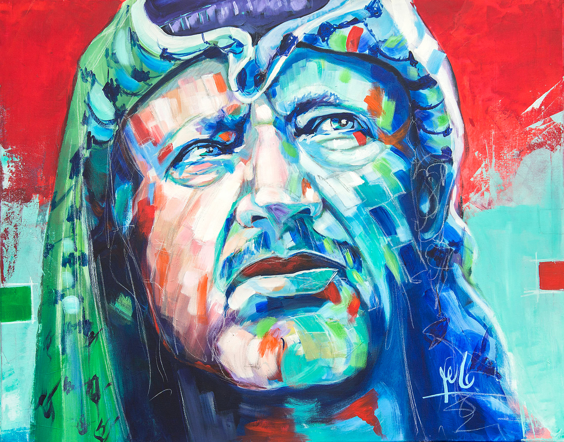 YASSER ARAFAT Palestinian revolutionist 100 X 80 CM - ACRYLIC ON CANVAS