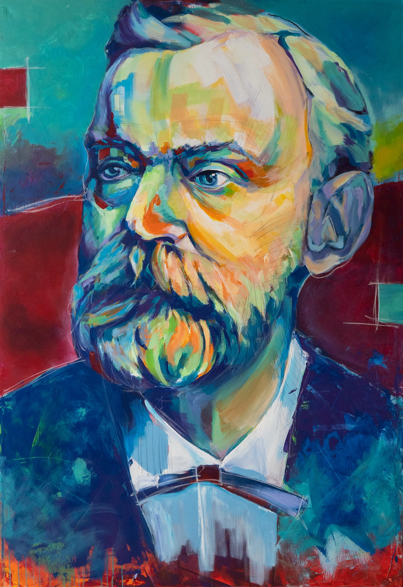 ALFRED NOBEL Swedish Inventor 200 X 135 CM - ACRYLIC ON CANVAS