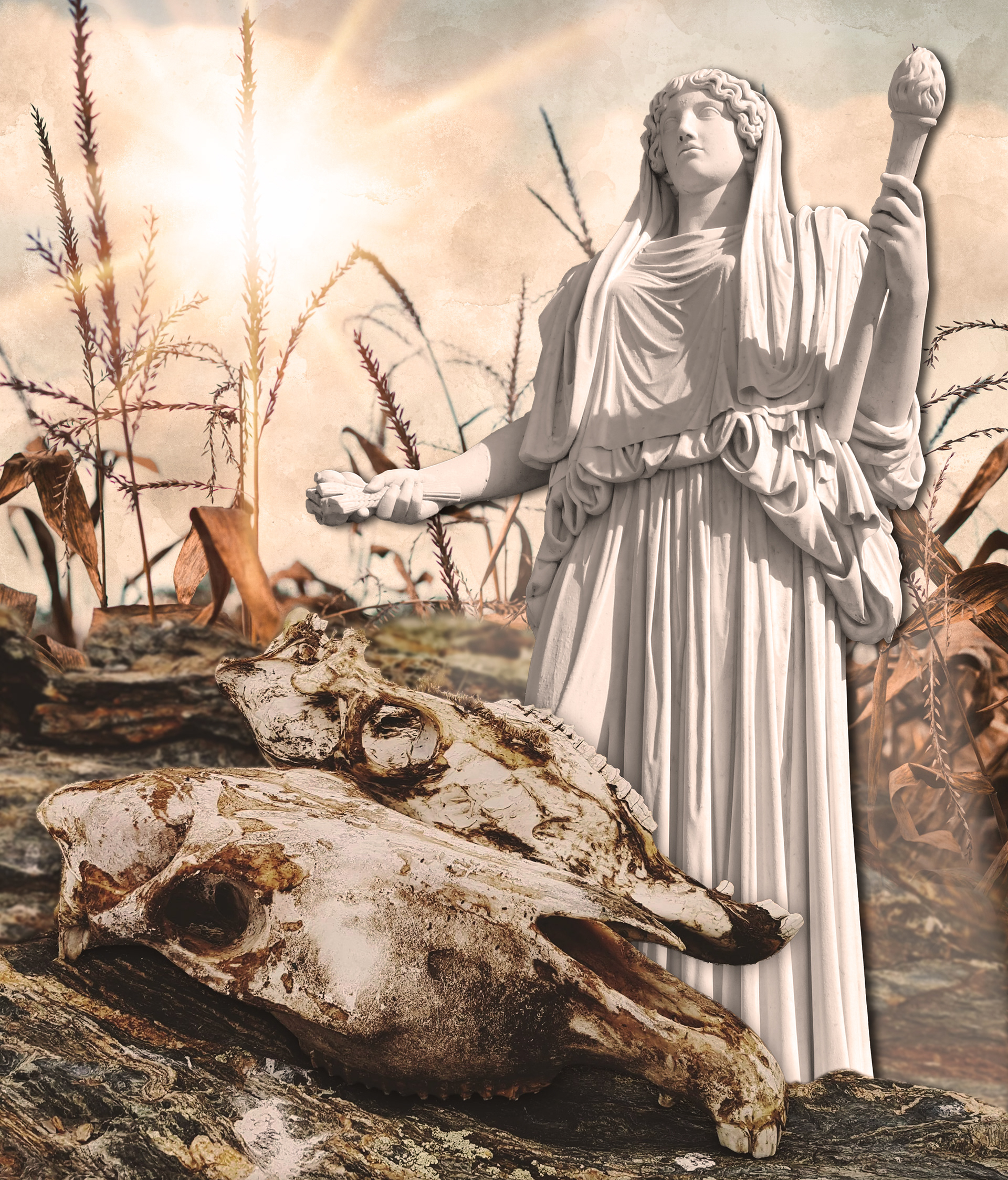 This is Demeter, Olympian goddess of the harvest and agriculture, presiding over crops, grains, and food.