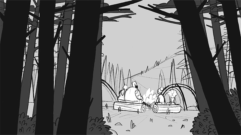 Family Camping - Campfire Sketch