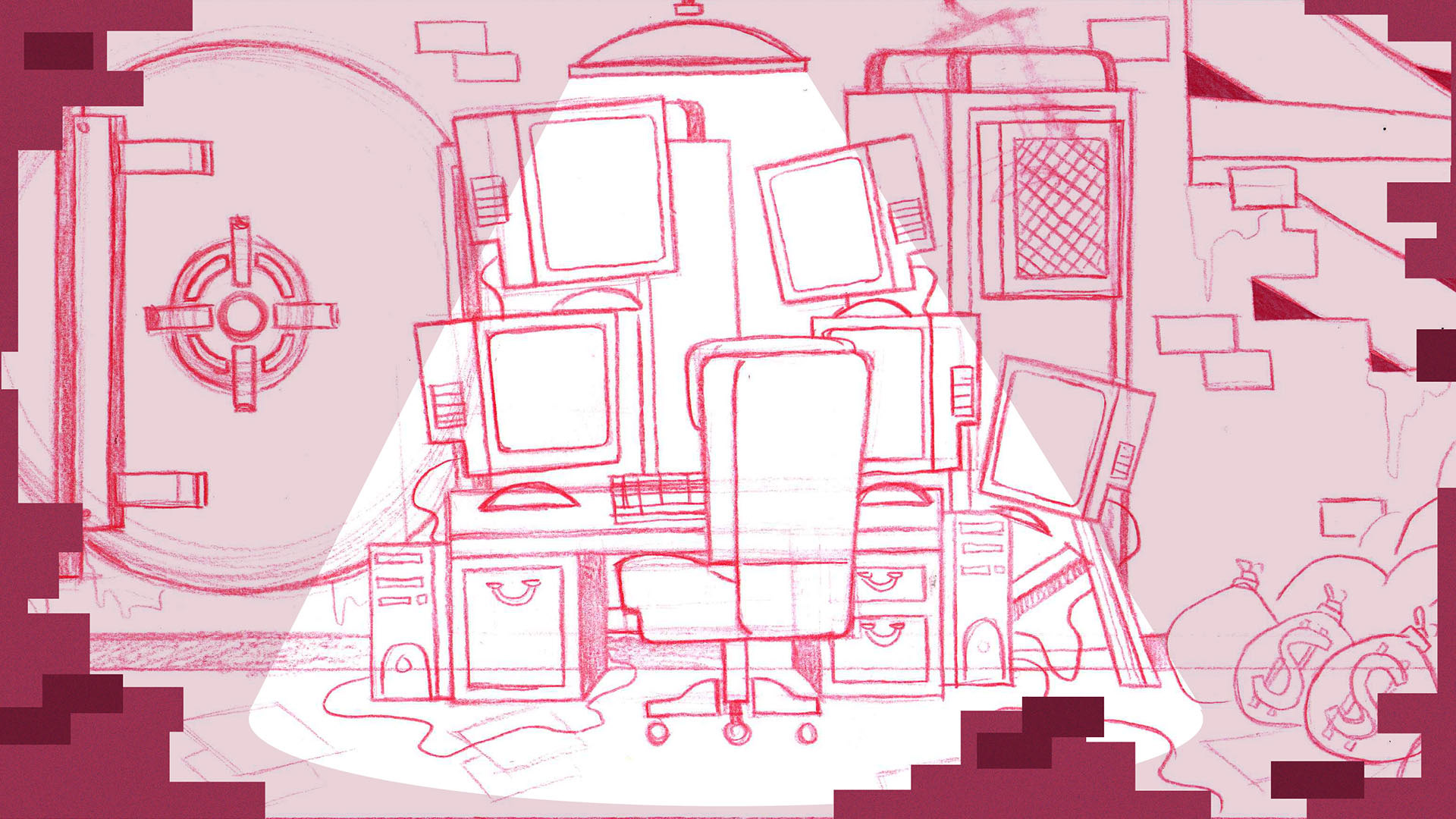 Villain Headquarters Interior - Background Sketch