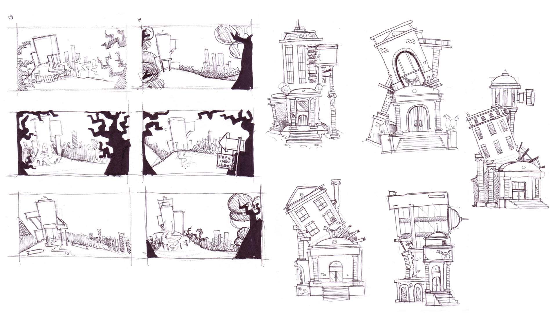 Villain Headquarters Exterior - Background Development Sketch