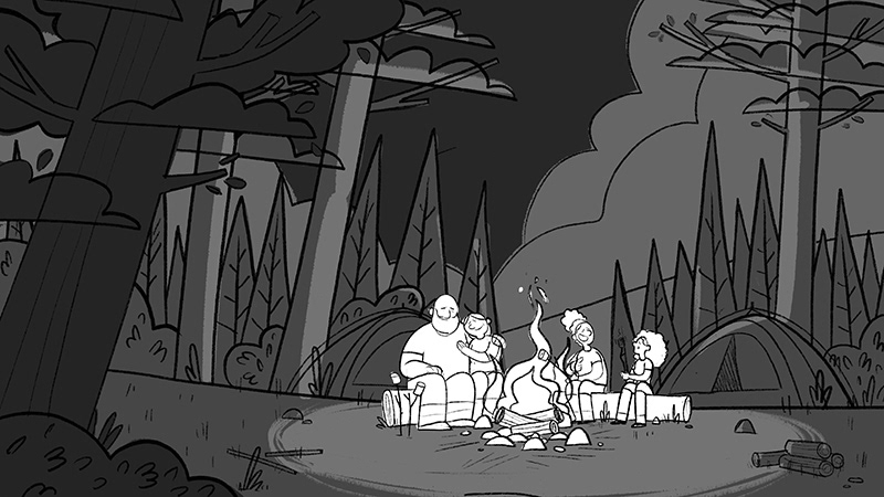 Family Camping - Night Sketch