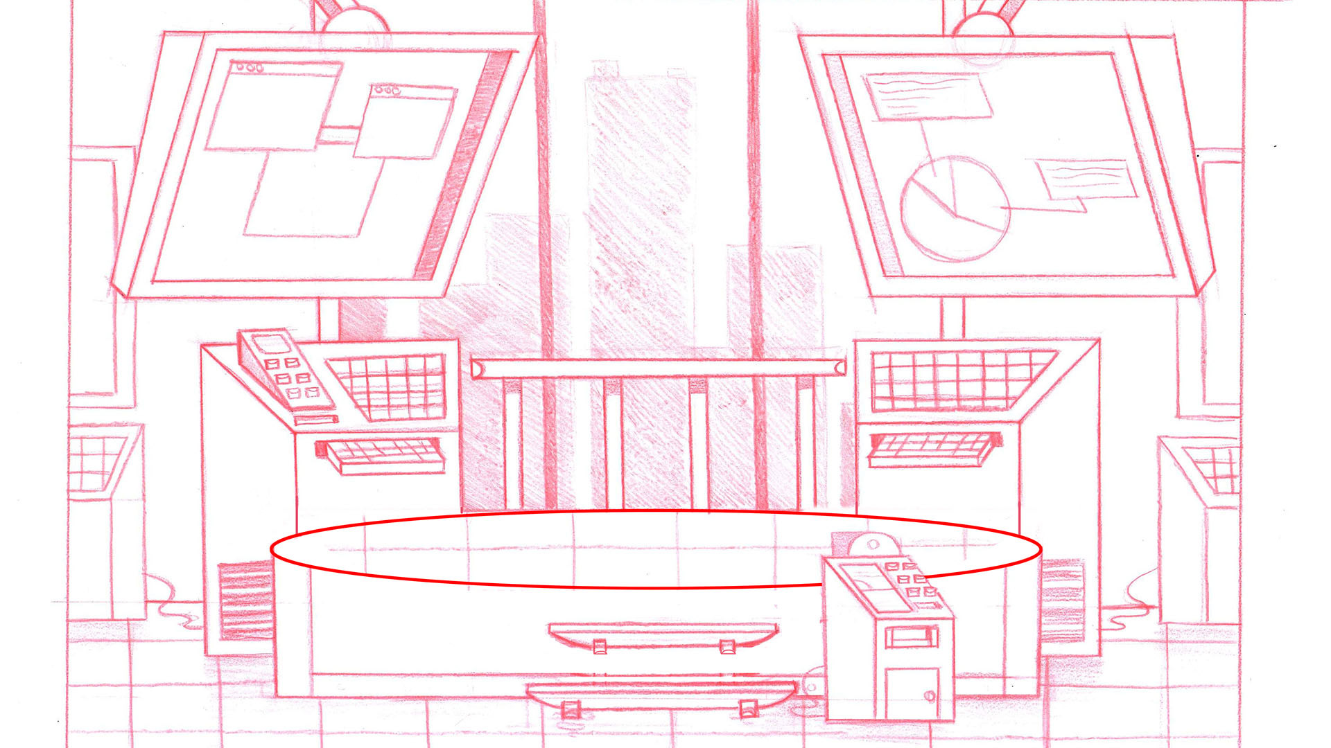 Hero Headquarters Interior - Background Sketch