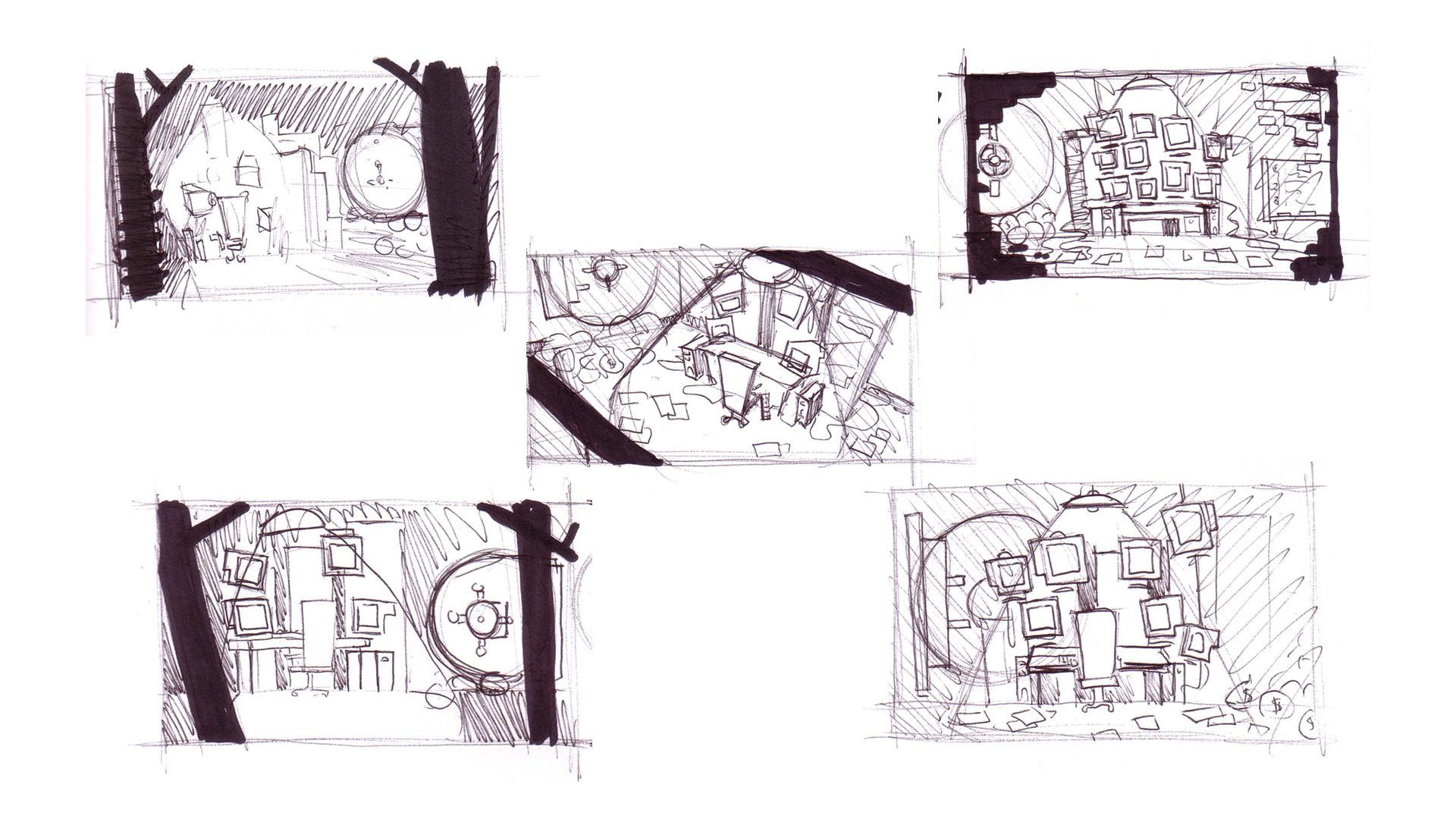 Villain Headquarters Interior - Background Development Sketch