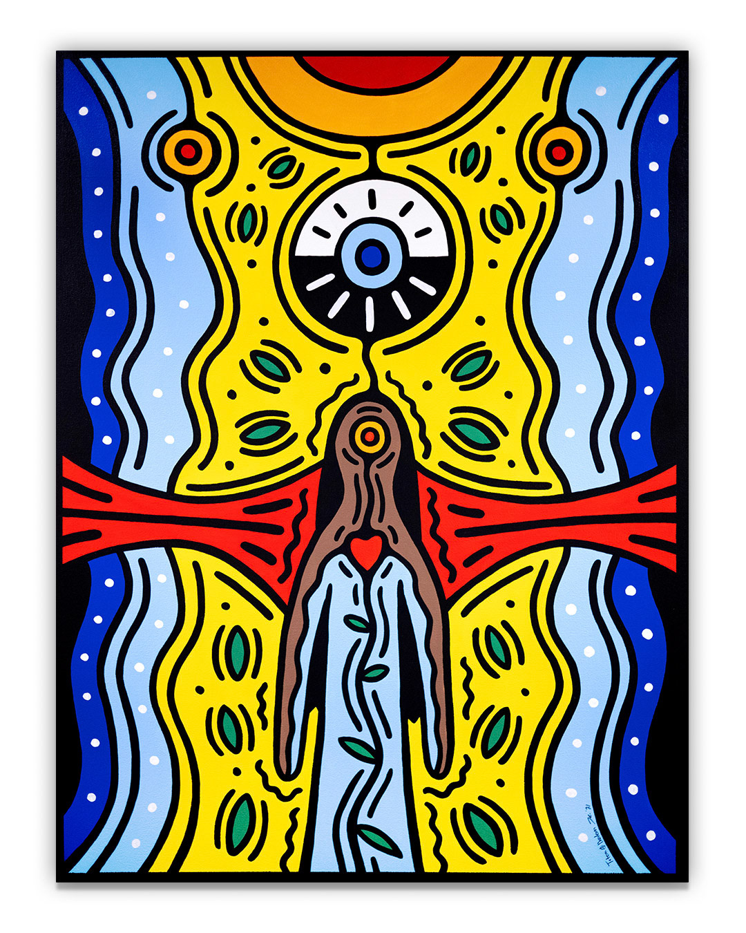 Mnidoons Giizisoongh - Little Spirit Moon - November - Acrylic on canvas - 36” x 48” - Located at The Arts Res. 223 Kennedy Street, Winnipeg, MB. All Rights Reserved. 2021.