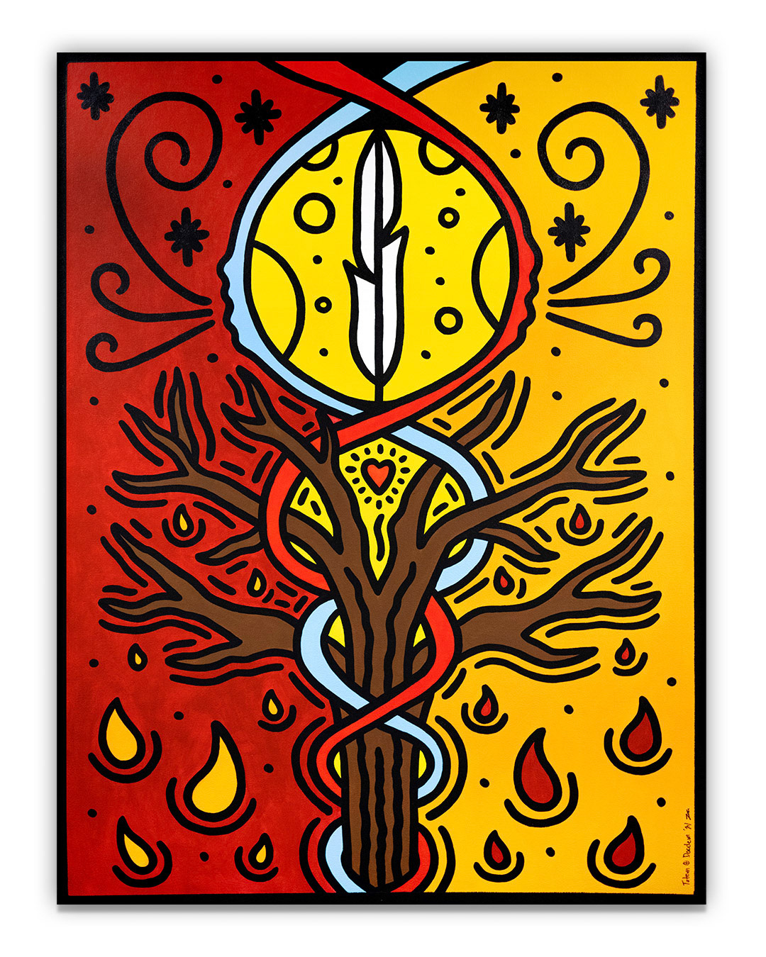 Ziissbaakdoke Giizis - Sugar Moon - March - Acrylic on canvas - 36” x 48” - Located at The Arts Res. 223 Kennedy Street, Winnipeg, MB. All Rights Reserved. 2021.