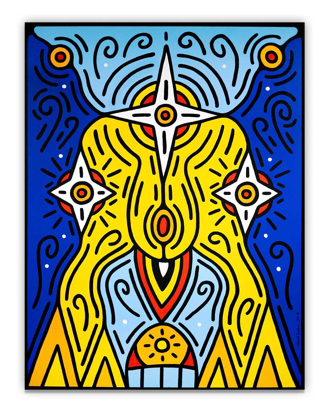 Mshkawji Giizis - Freezing Moon - October - Acrylic on canvas - 36” x 48” - Located at The Arts Res. 223 Kennedy Street, Winnipeg, MB. All Rights Reserved. 2021.