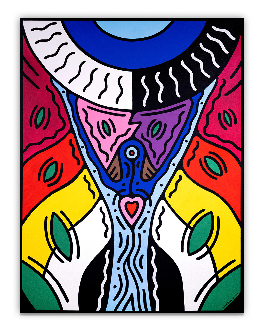 Mdaamiin Giizis - Corn Moon - August - Acrylic on canvas - 36” x 48” - Located at The Arts Res. 223 Kennedy Street, Winnipeg, MB. All Rights Reserved. 2021. - Acrylic on canvas - 36” x 48” - Located at The Arts Res. 223 Kennedy Street, Winnipeg, MB. All Rights Reserved. 2021.