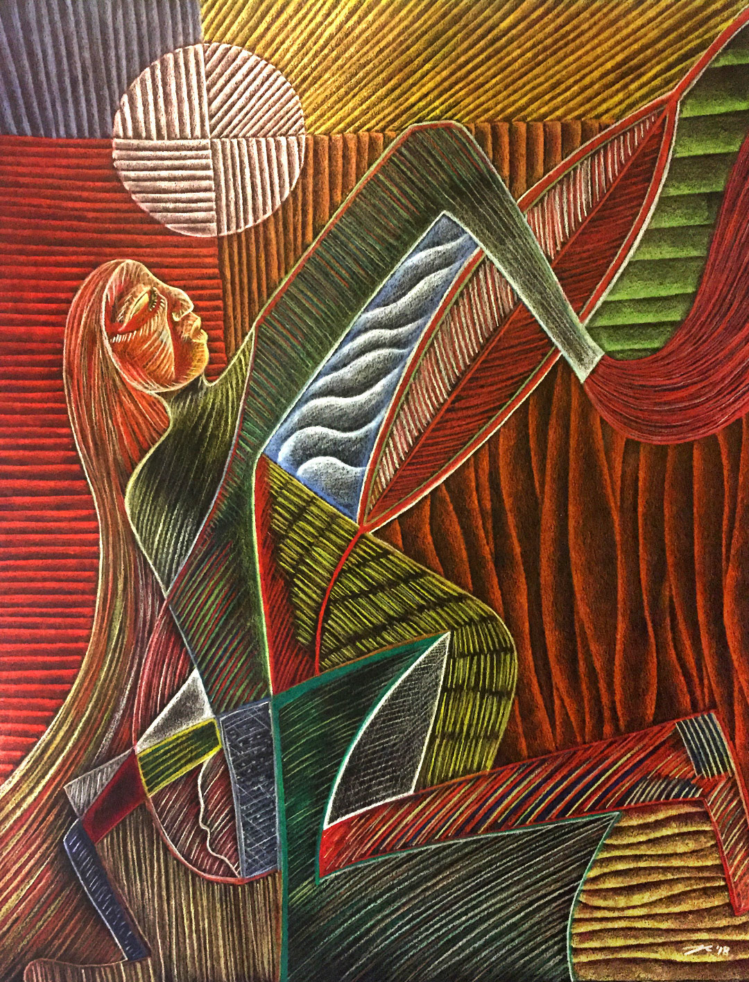 Untitled, Pencil Crayon on black Mayfair paper, 2018.