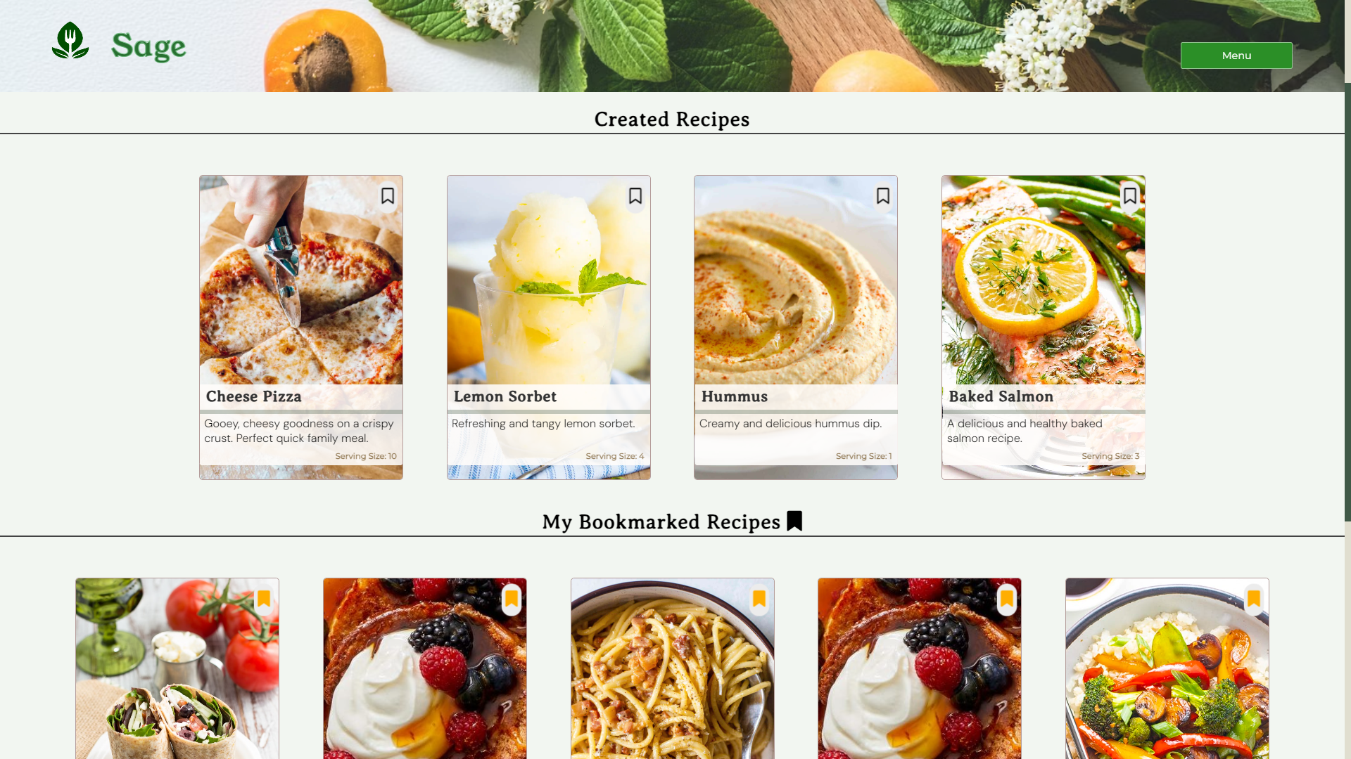 View Created and Favorited Recipes