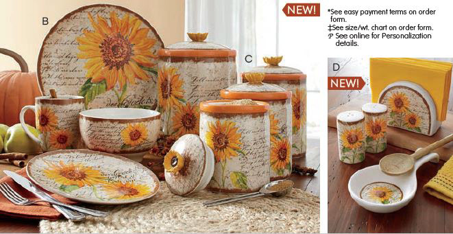 Scripted Sunflower Kitchen Stoneware