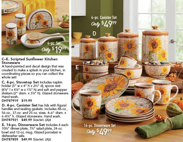 16-Piece Scripted Sunflower Dinnerware Set