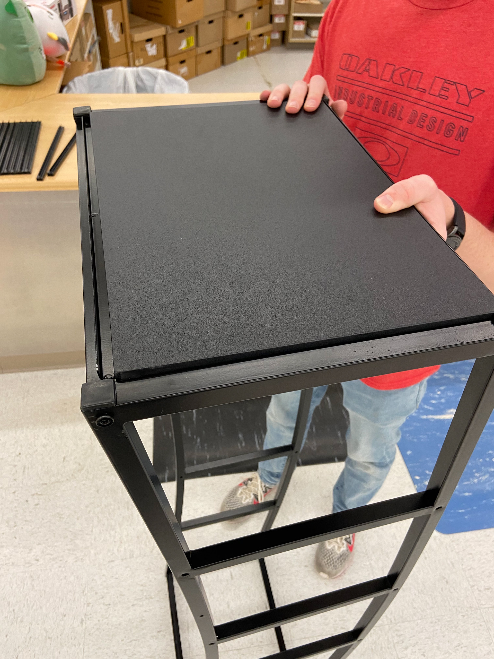 Shelf did not securely sit on supports.