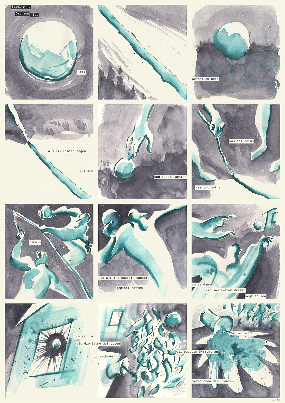 «Spiel ohne Grenzen –los» Comic im A3 Format, Seite 1/4