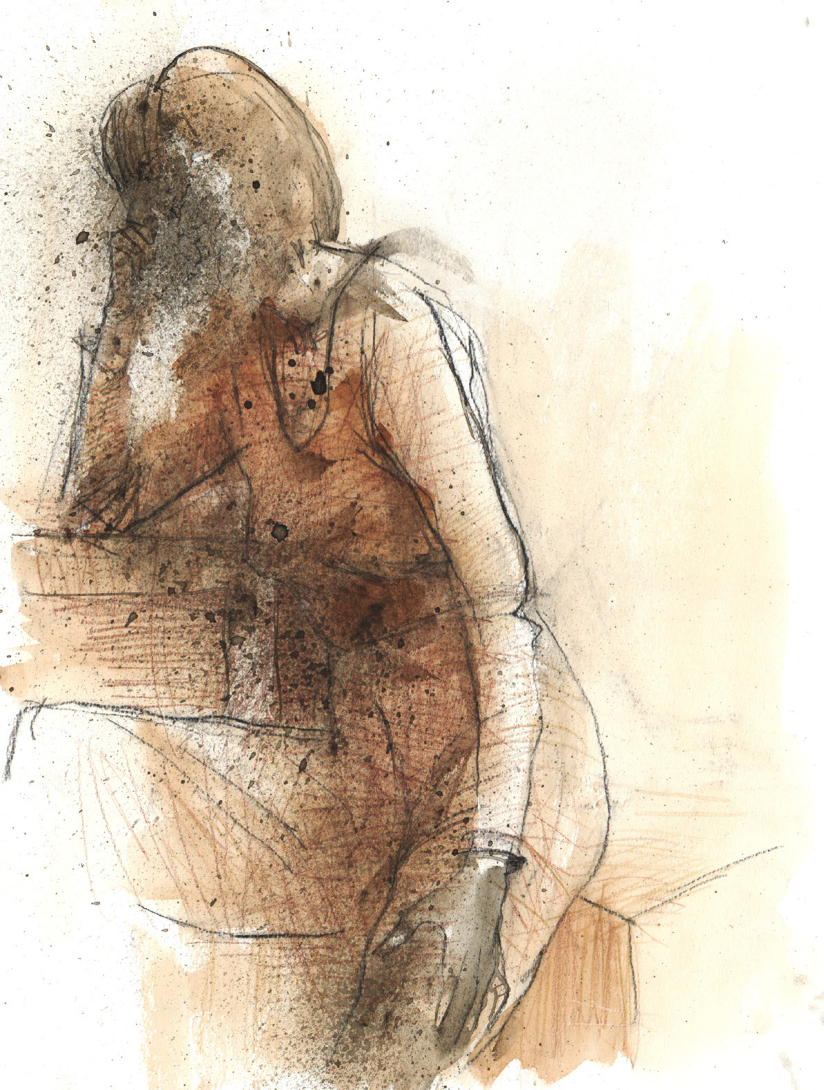 A4, Fig. sitzend | Aquarell, Farb- und Bleistift auf Papier | Nr. 2