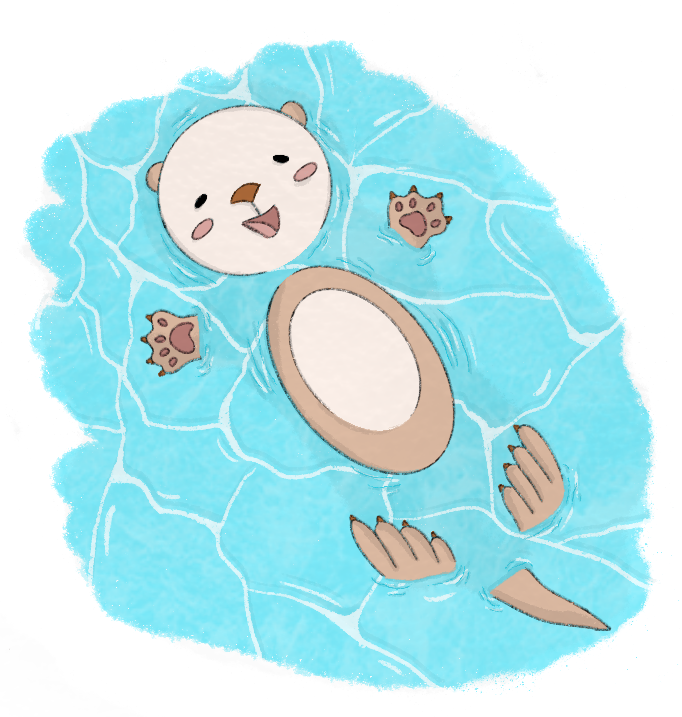Prompt: An Otter Half in and Half Out of the Water