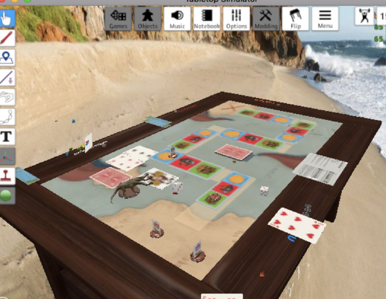 Early iteration of Release the Kraken. Developing board pieces and card dynamics.
