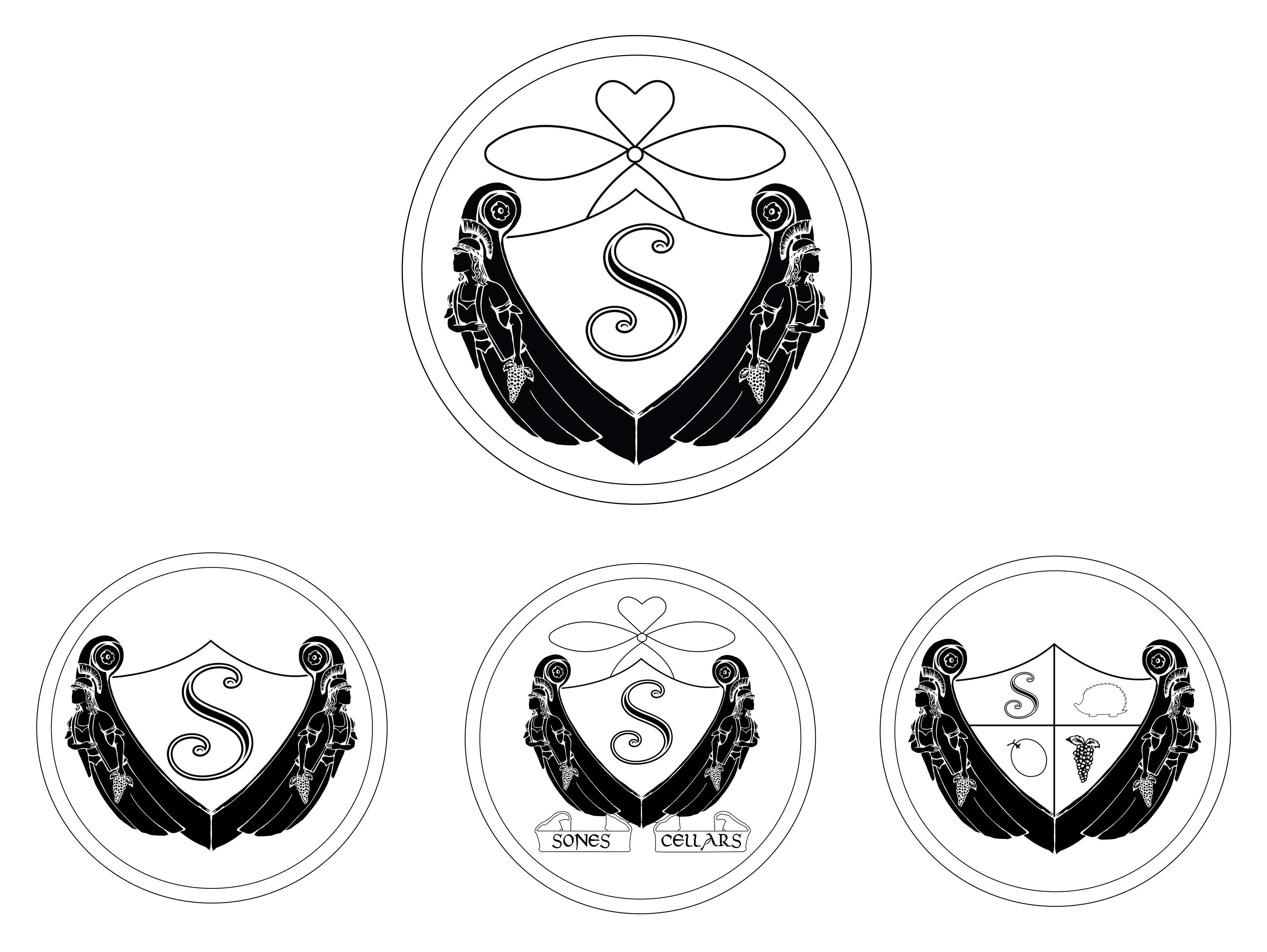 Iterations of the shield and figurehead design