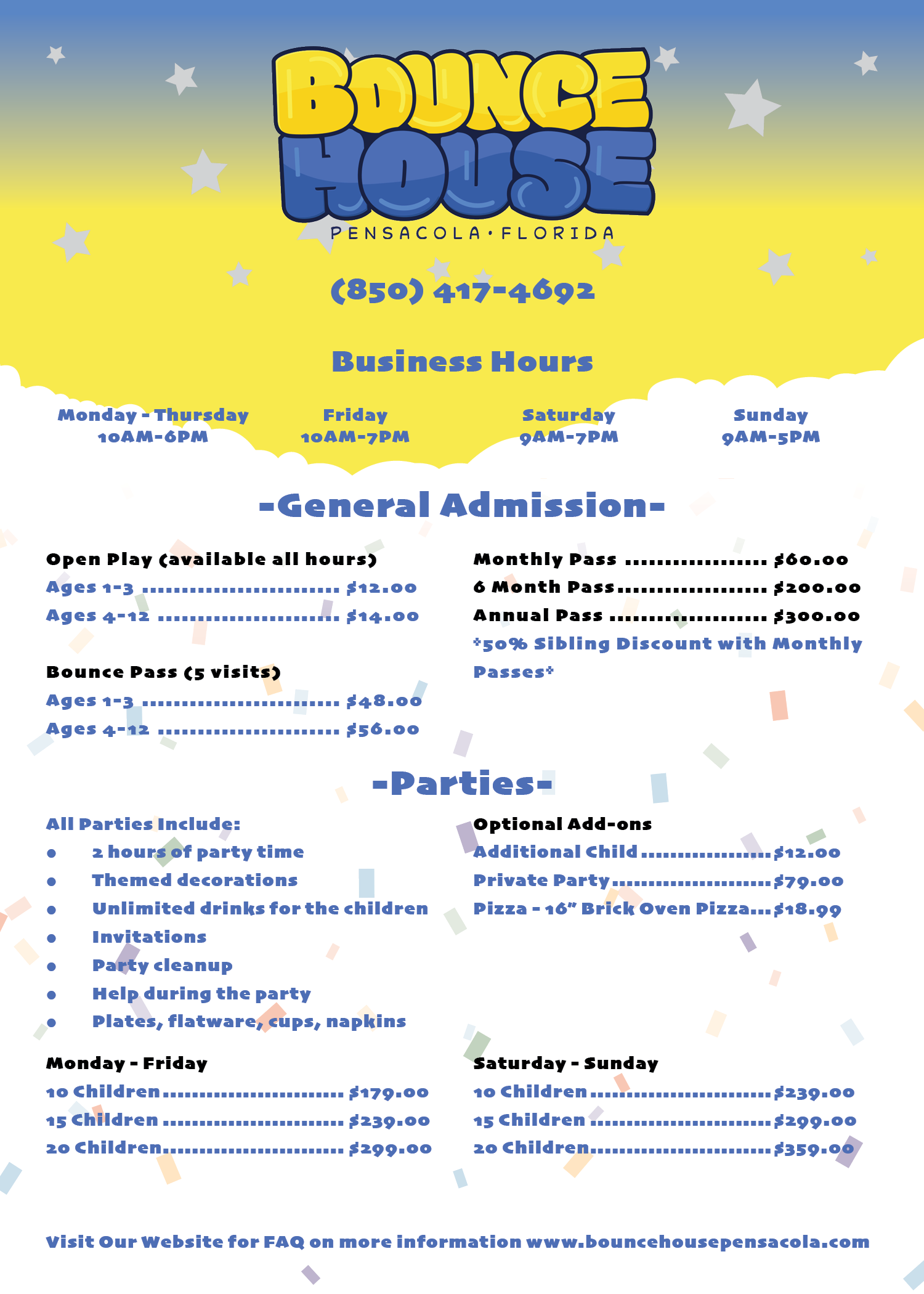 Bounce House Pensacola official flyer