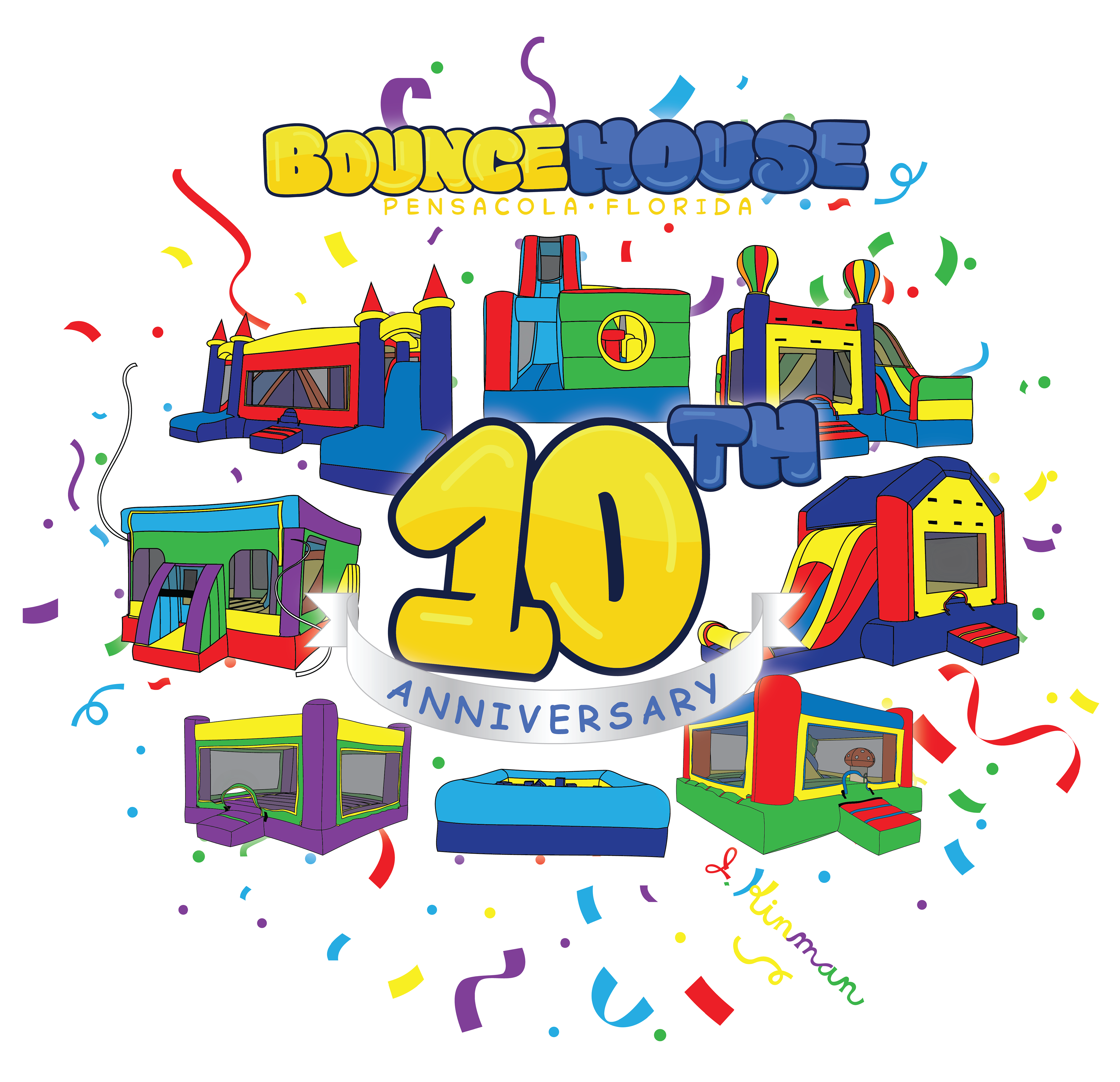 Bounce House Pensacola 10th anniversary  illustration