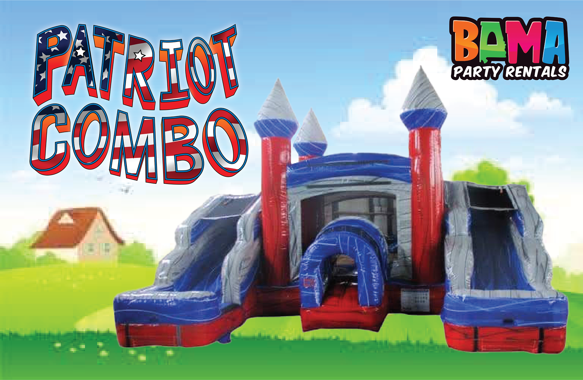 Finalized official Bama Party Rentals ad (Double Castle Combo)