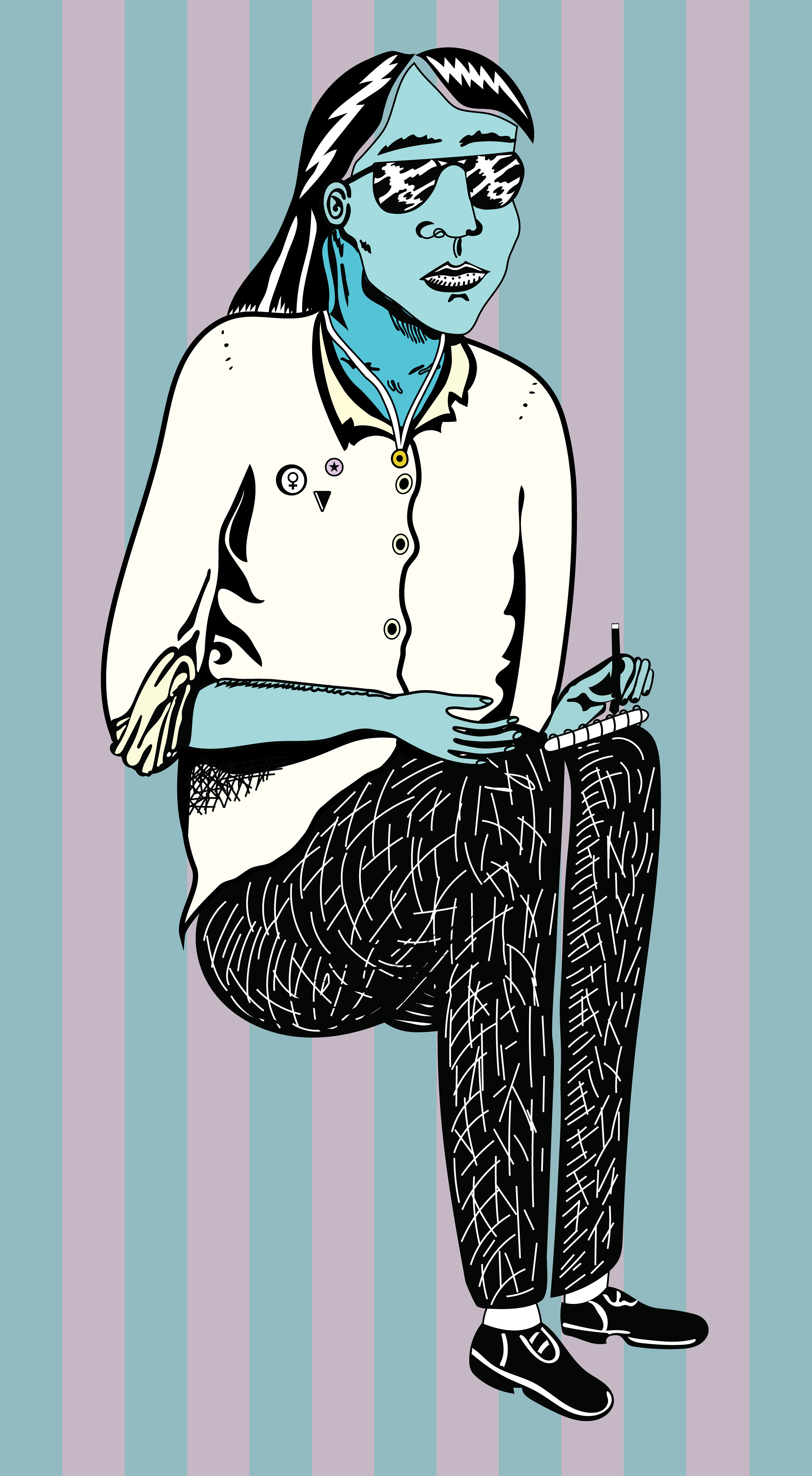 Sunglasses and Sketchbook, Digital Art, version 2, 2026