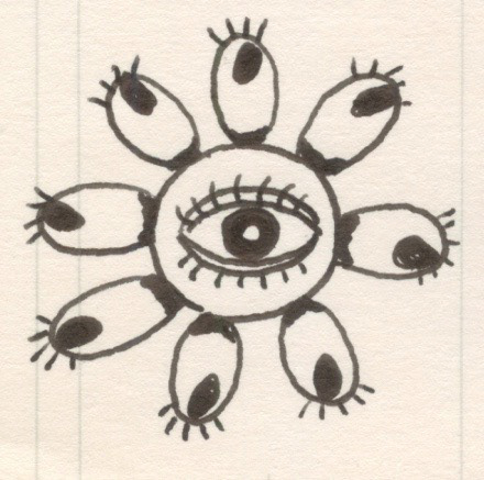Cactus Flower Eyes, Pen and Ink on Paper, 2001