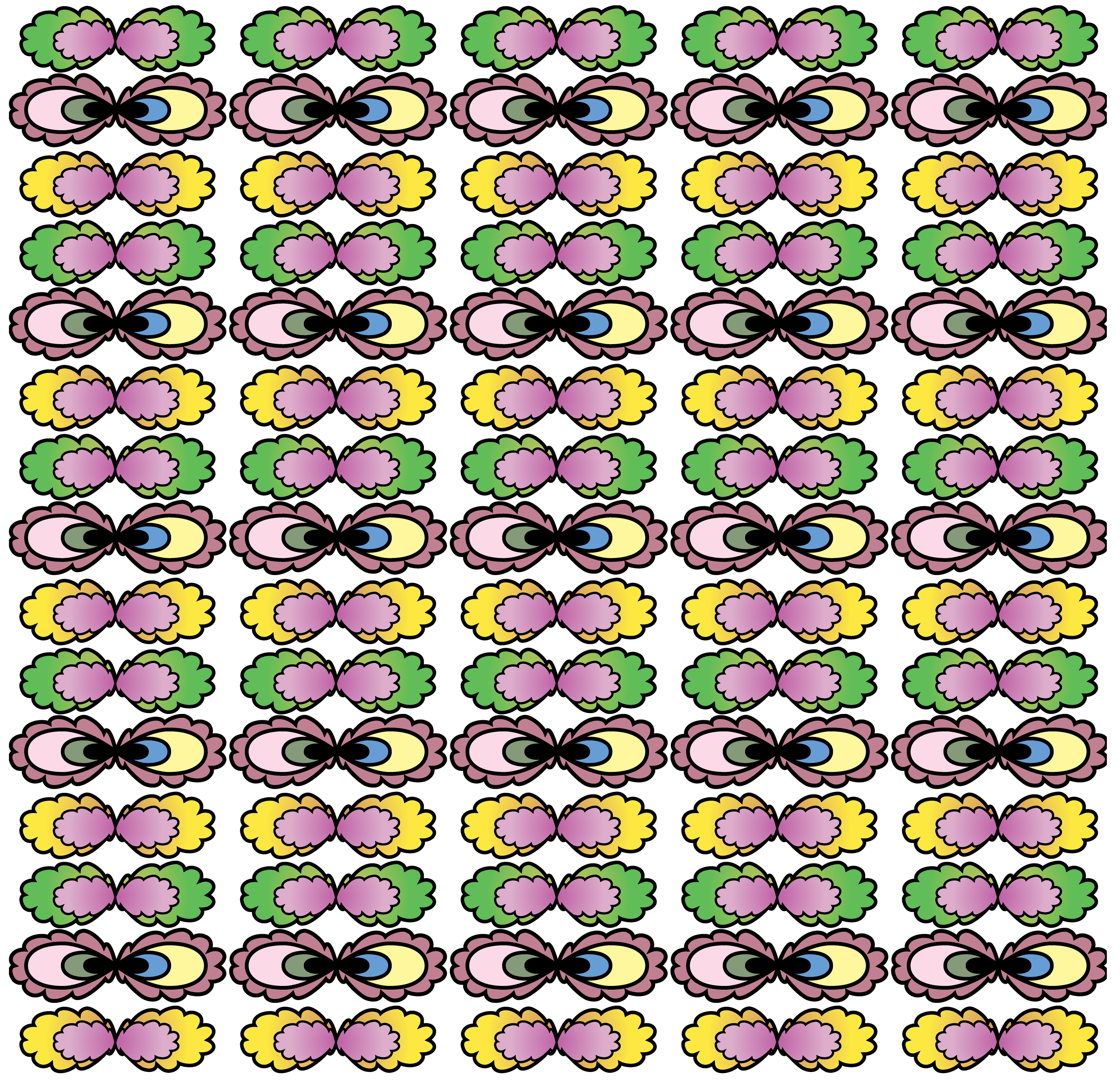 Cross-Eyed Flowers, Digital Art, Pattern 1, 2024