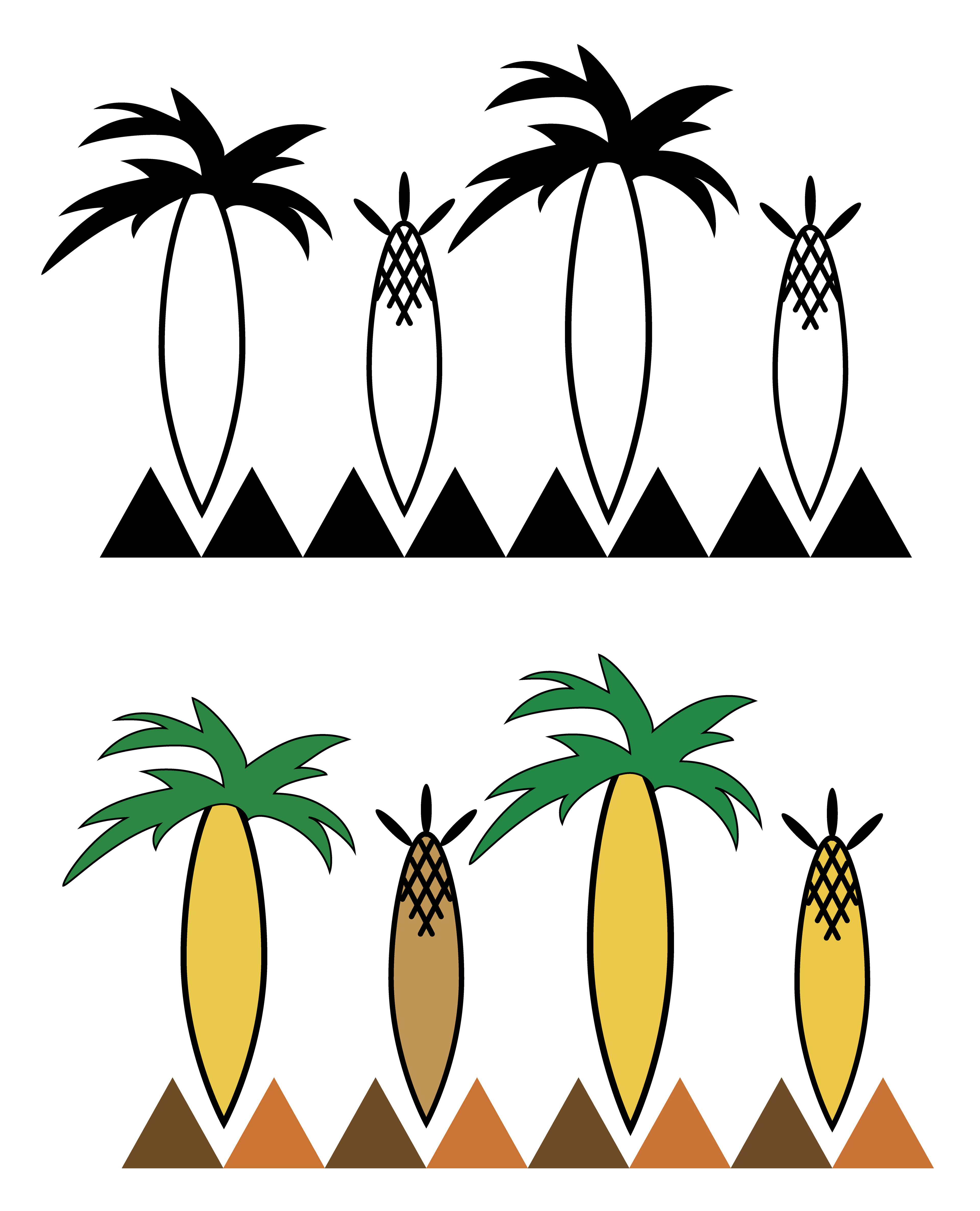 Tropical Trees, Vector Drawings, 2024