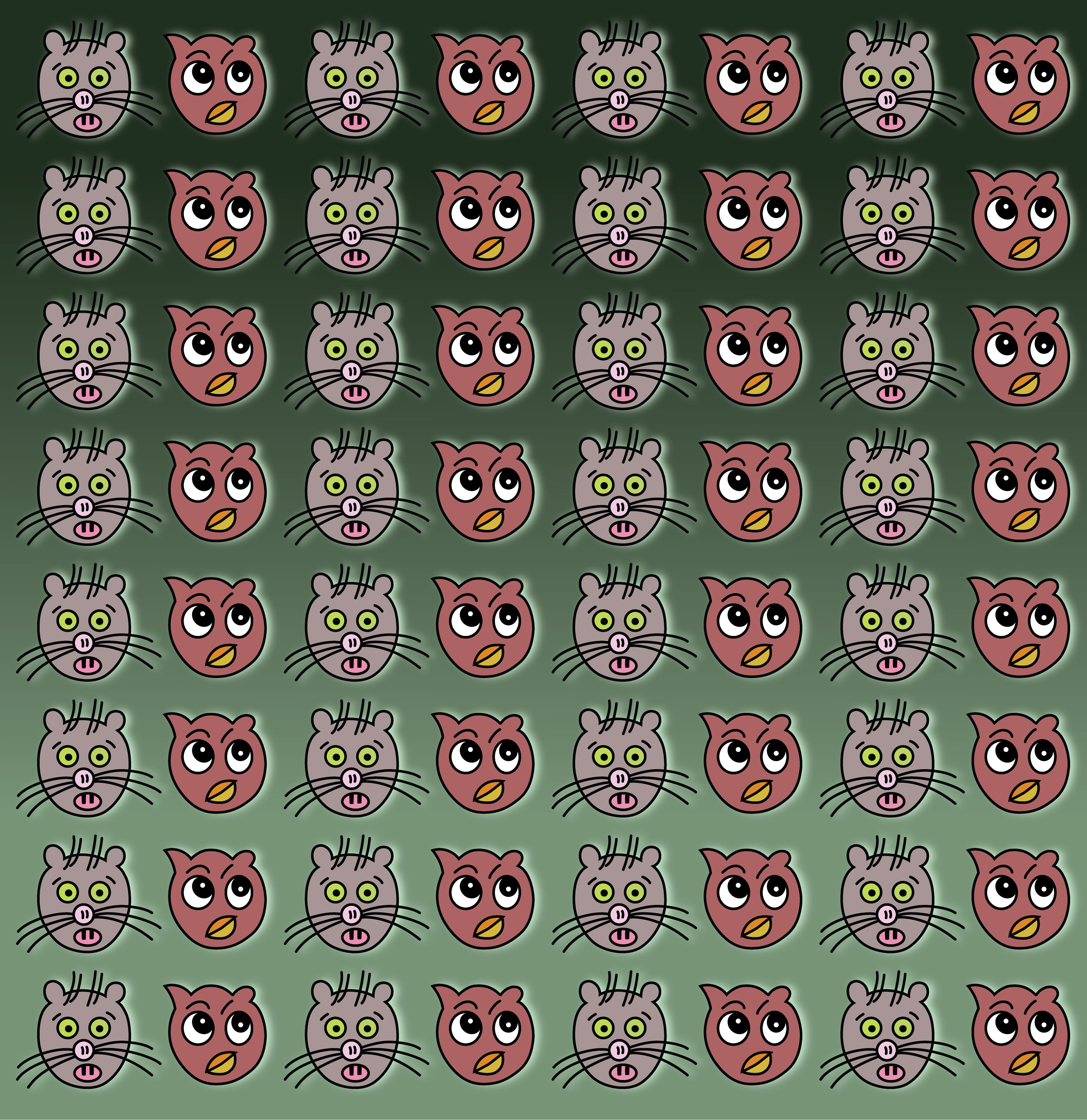 Night Animal Flowers, Digital Art, Pattern 6, 2025