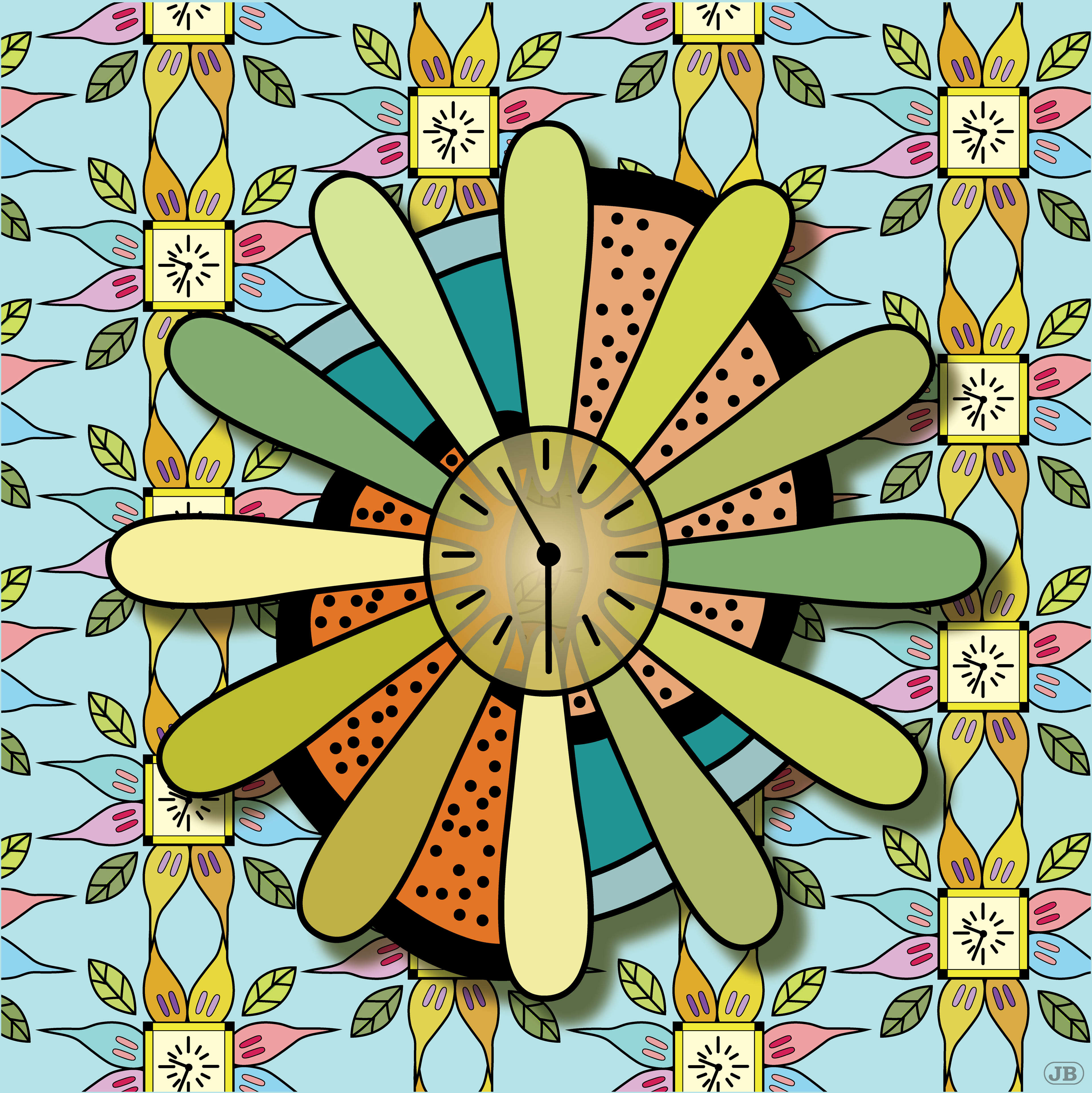 Flower Clocks, Digital Art, Version 4, 2025