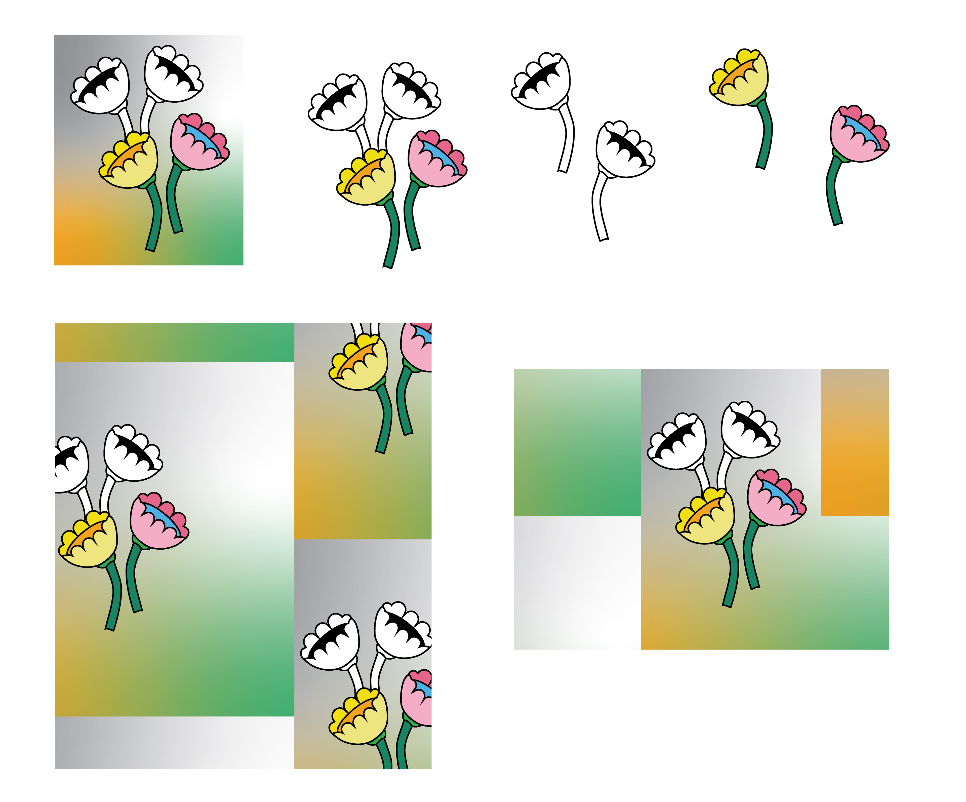 Flower Cups, Pattern Drafts, Digital Art, 2019
