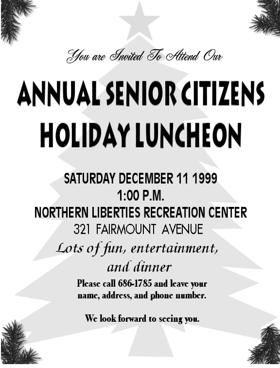 Senior Dinner Holiday Luncheon Poster, Digital Art, 1999