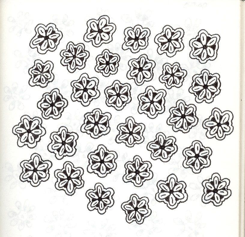Marshmallow Flowers, Pen and Ink on Paper, 2000