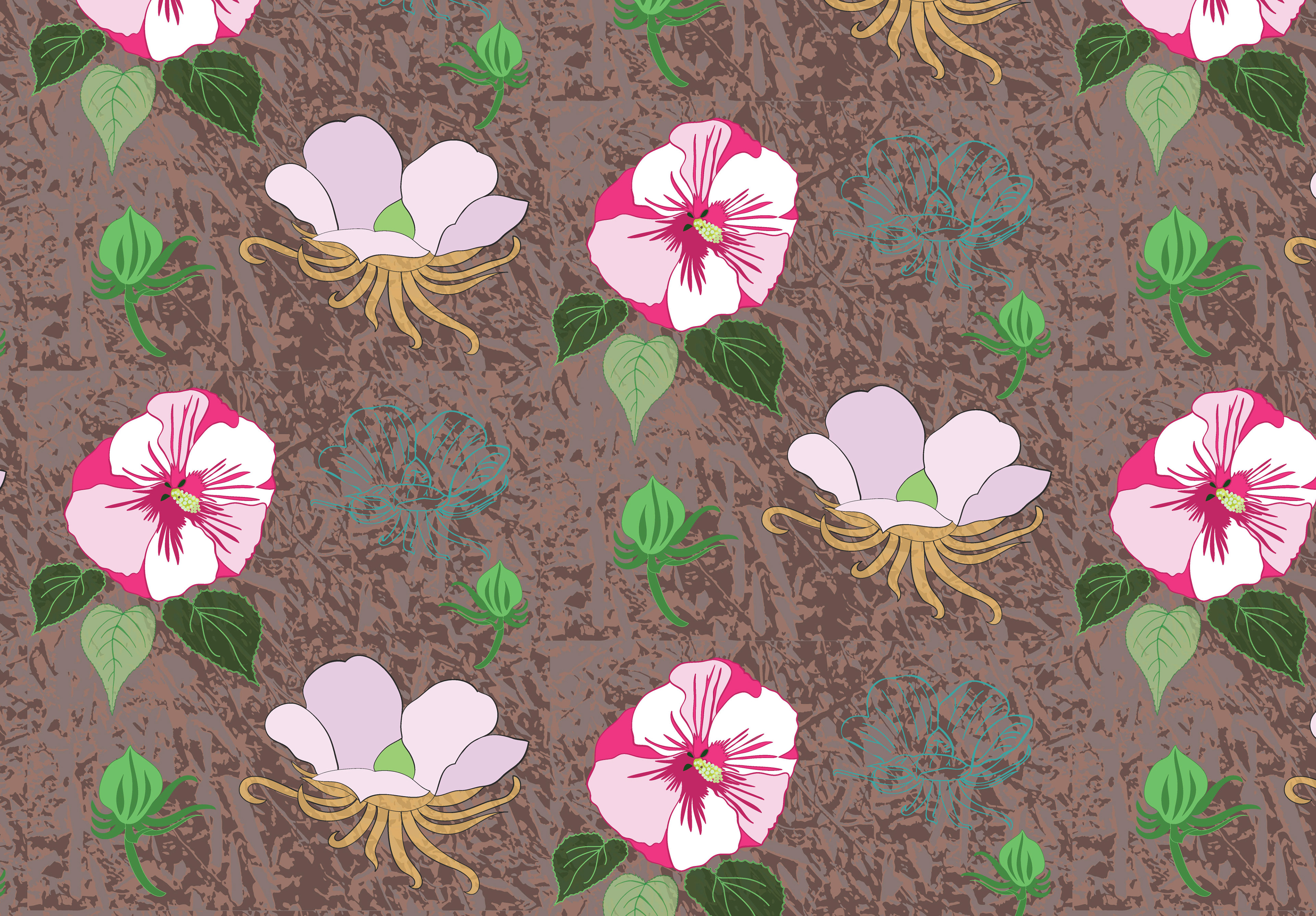 Hibiscus Pattern, Digital Art, 2020